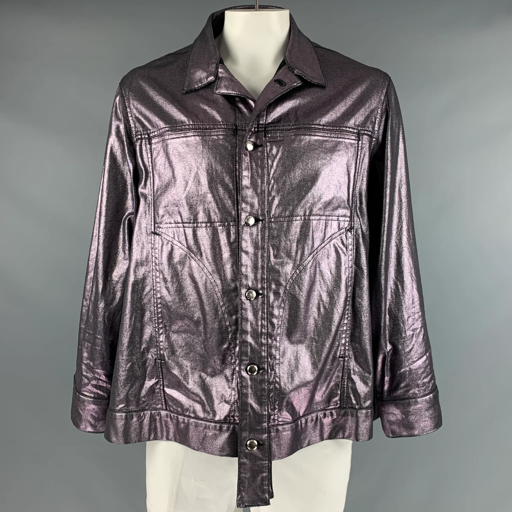 ECKHAUS LATTA Size L Purple Metallic Cotton Lycra Buttoned Jacket