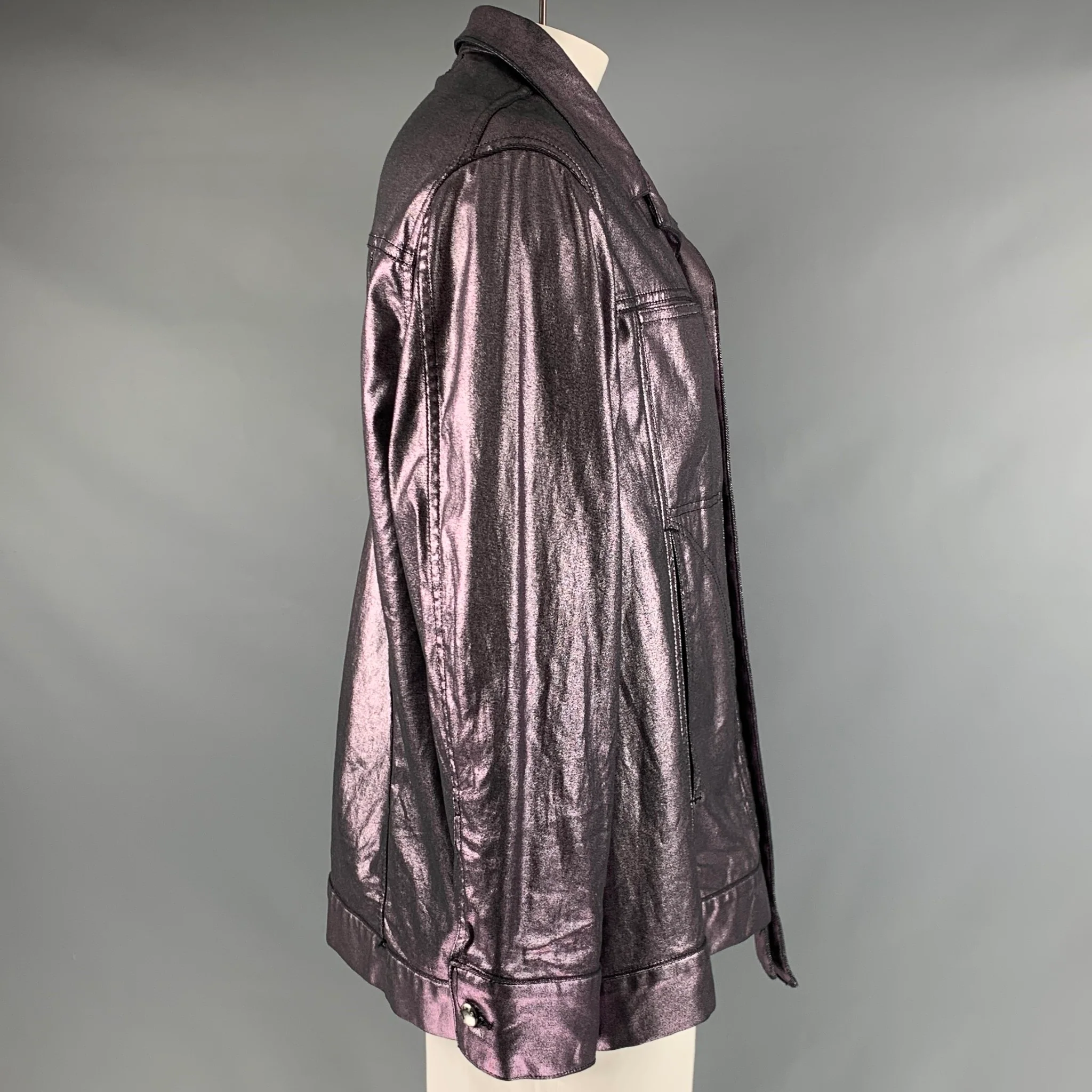 ECKHAUS LATTA Size L Purple Metallic Cotton Lycra Buttoned Jacket - Image 2