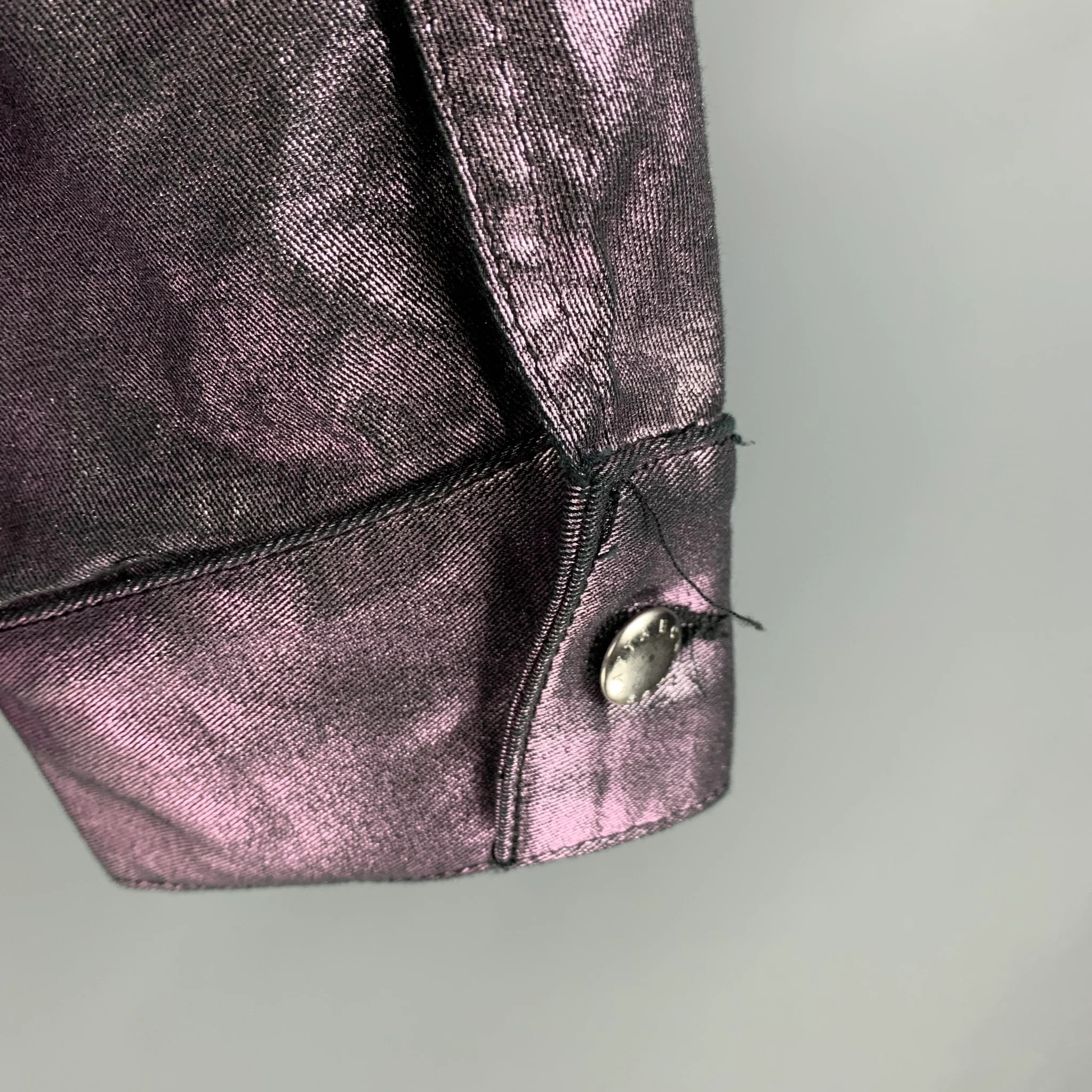 ECKHAUS LATTA Size L Purple Metallic Cotton Lycra Buttoned Jacket - Image 4