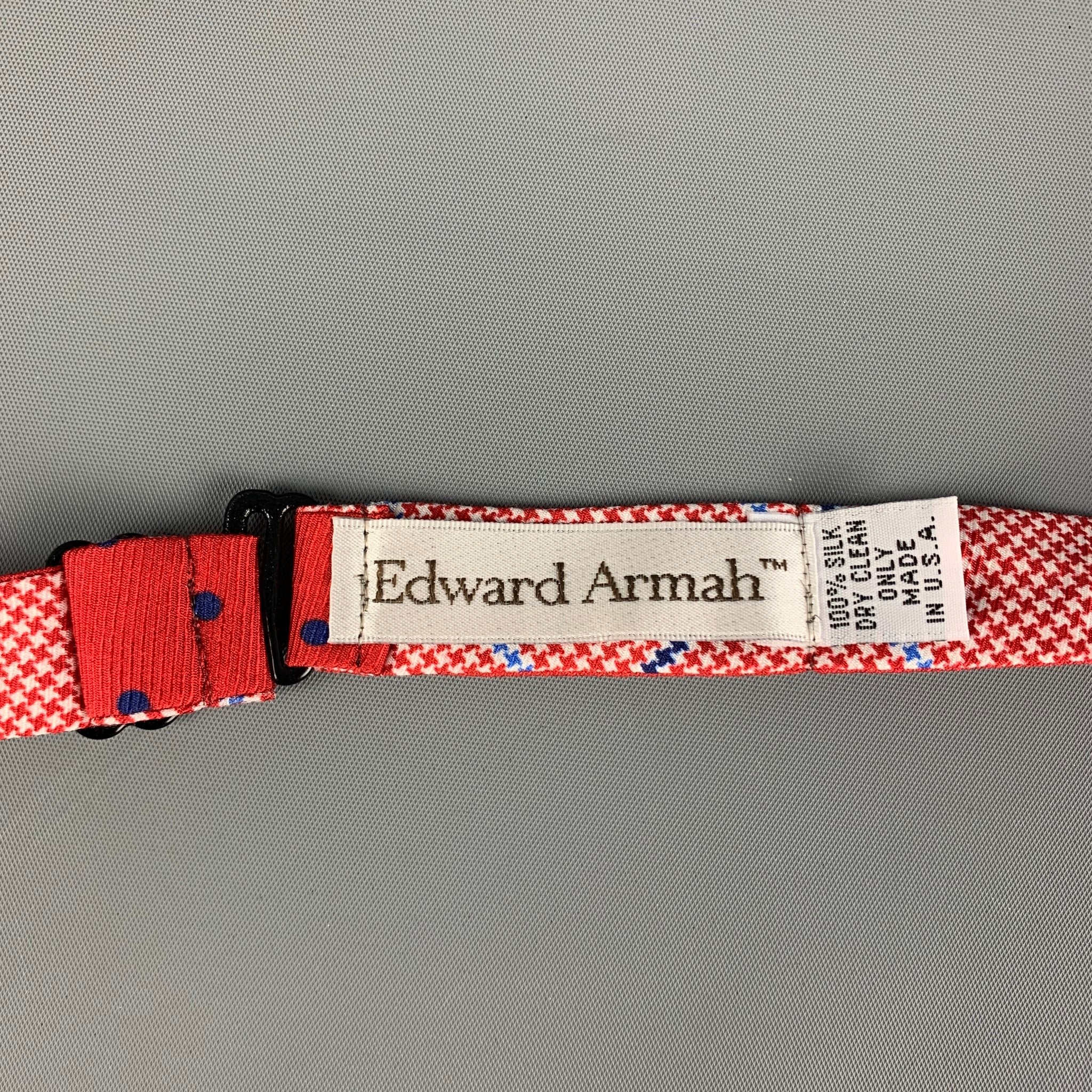 EDWARD ARMAH Red Blue Houndstooth Silk Bow Tie - Image 4