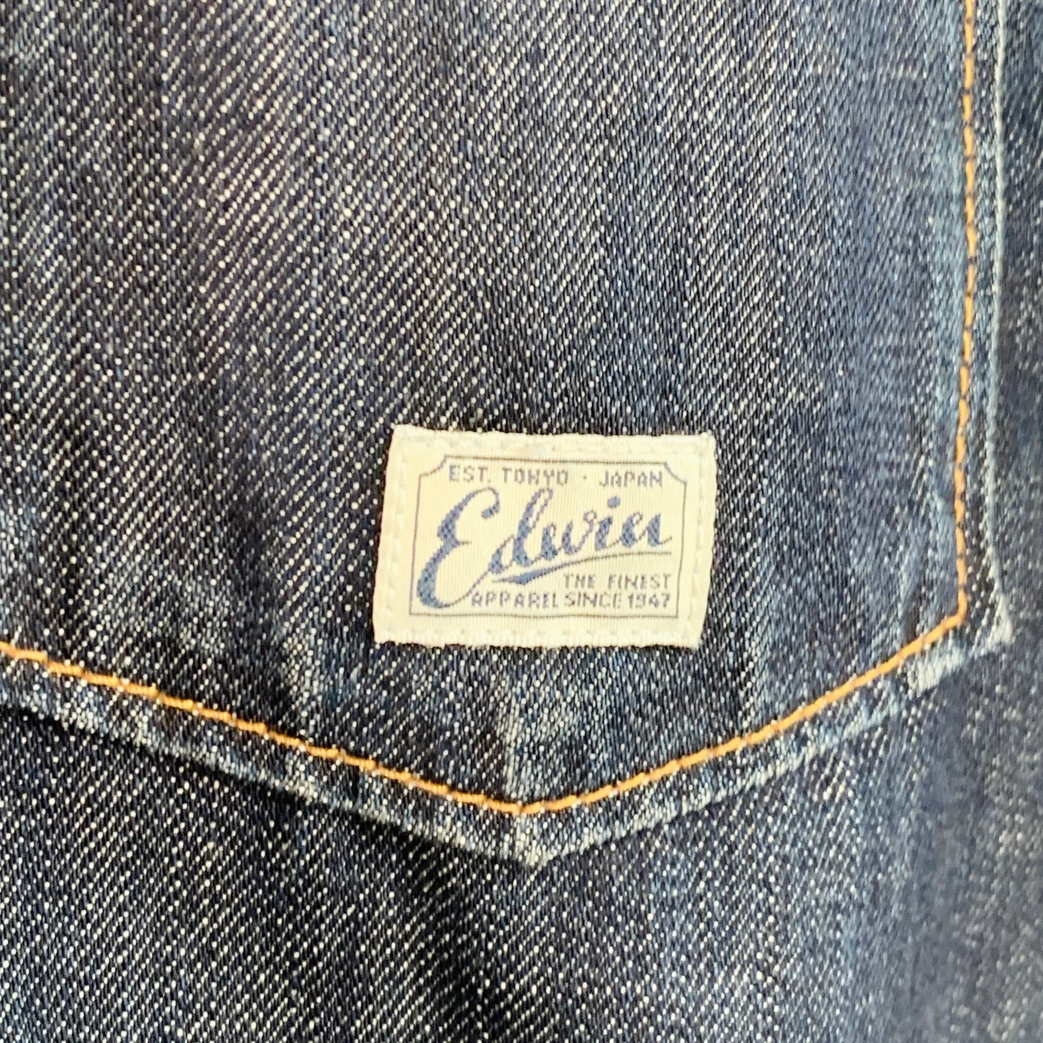 EDWIN Size M Navy Cotton Denim Patch Pockets Chore Jacket - Image 2
