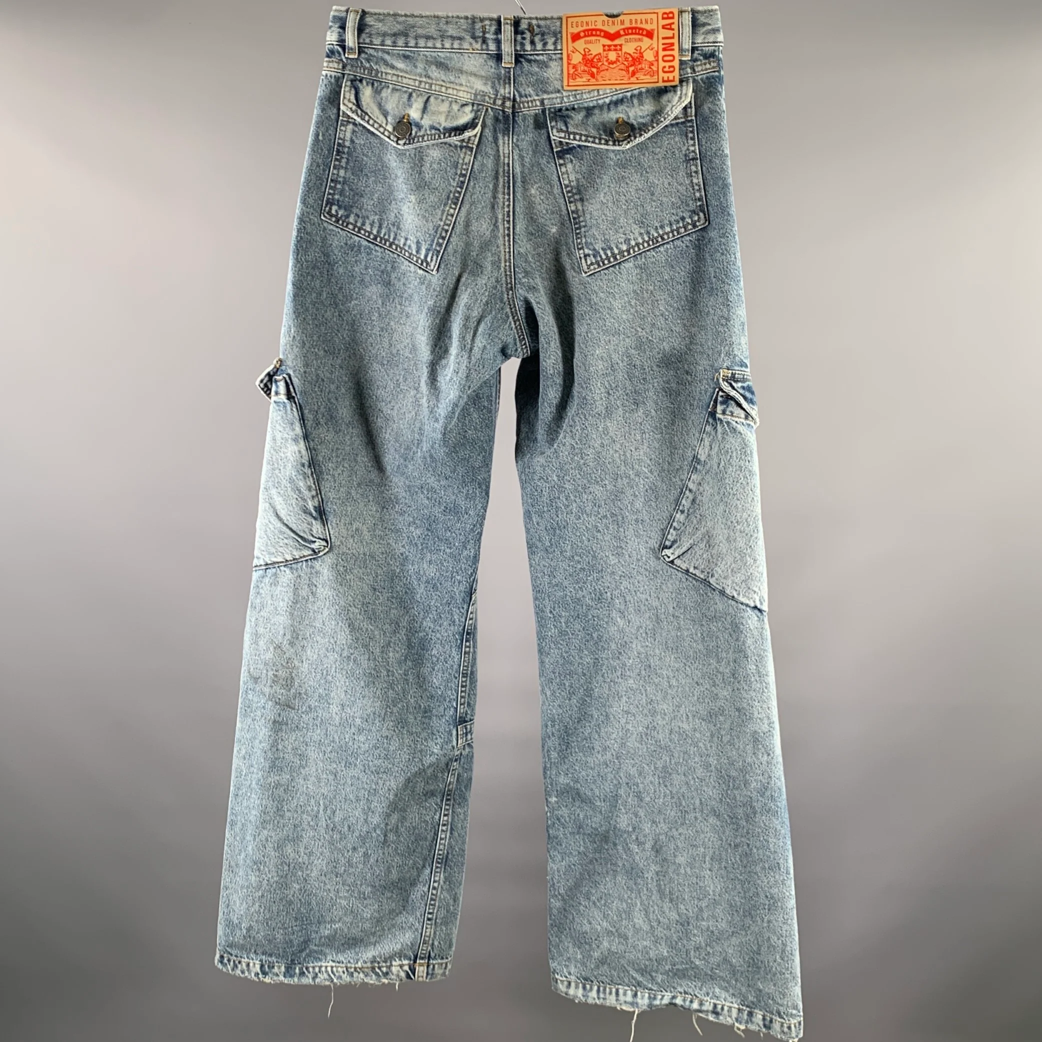 EGONLAB Size M Blue Cotton Wide-Leg Baggy Jeans - Image 3