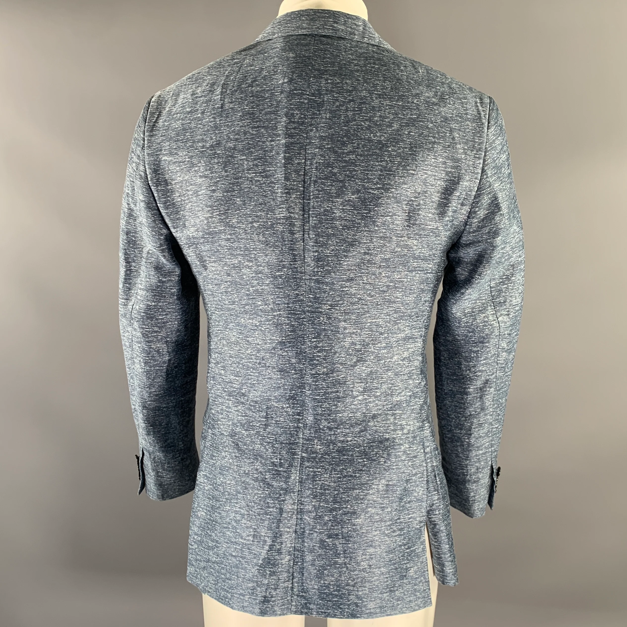 EIDOS Size 40 Blue White Heather Linen Blend Sport Coat - Image 4