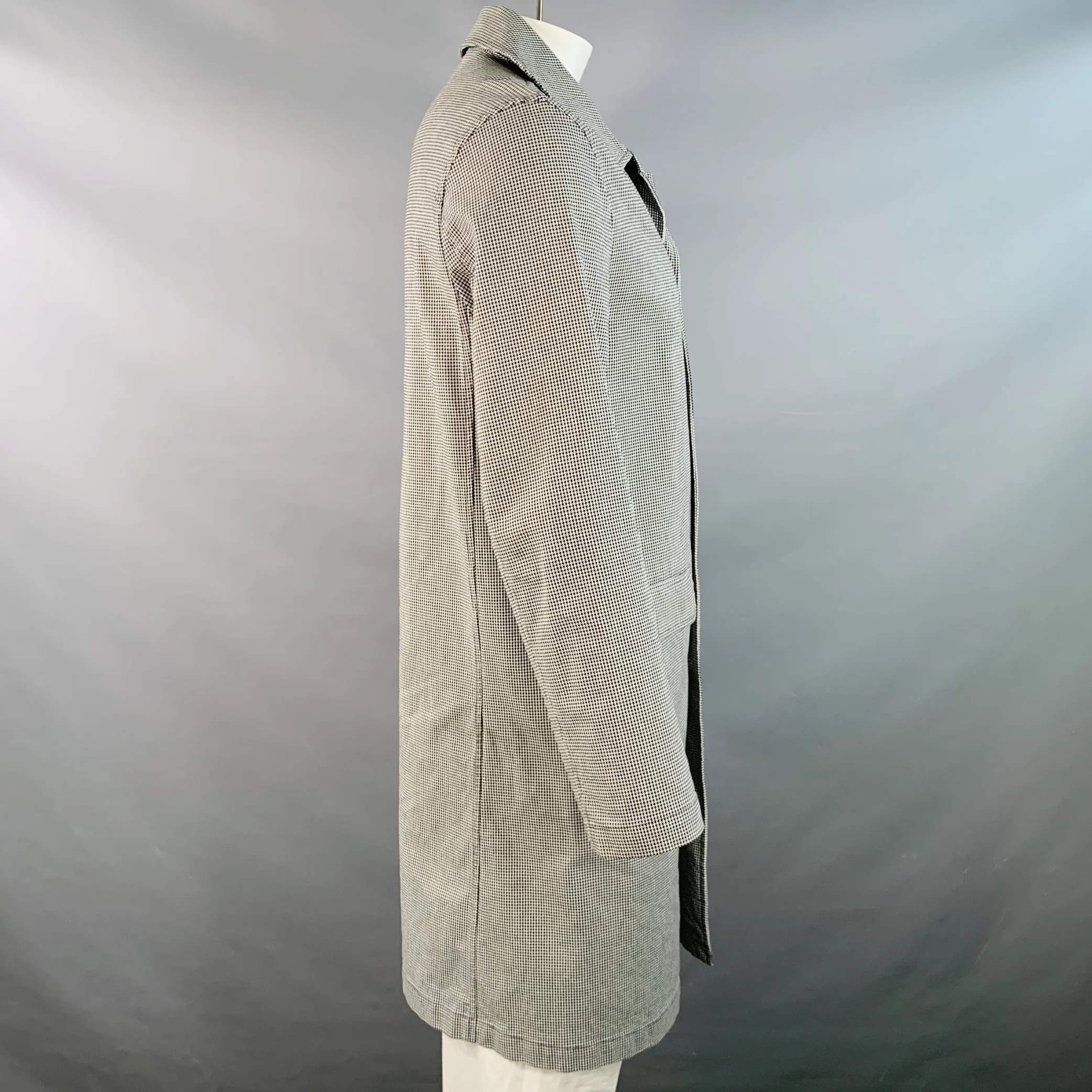 EIDOS Size 42 Black White Houndstooth Cotton Blend Button Up Coat - Image 3