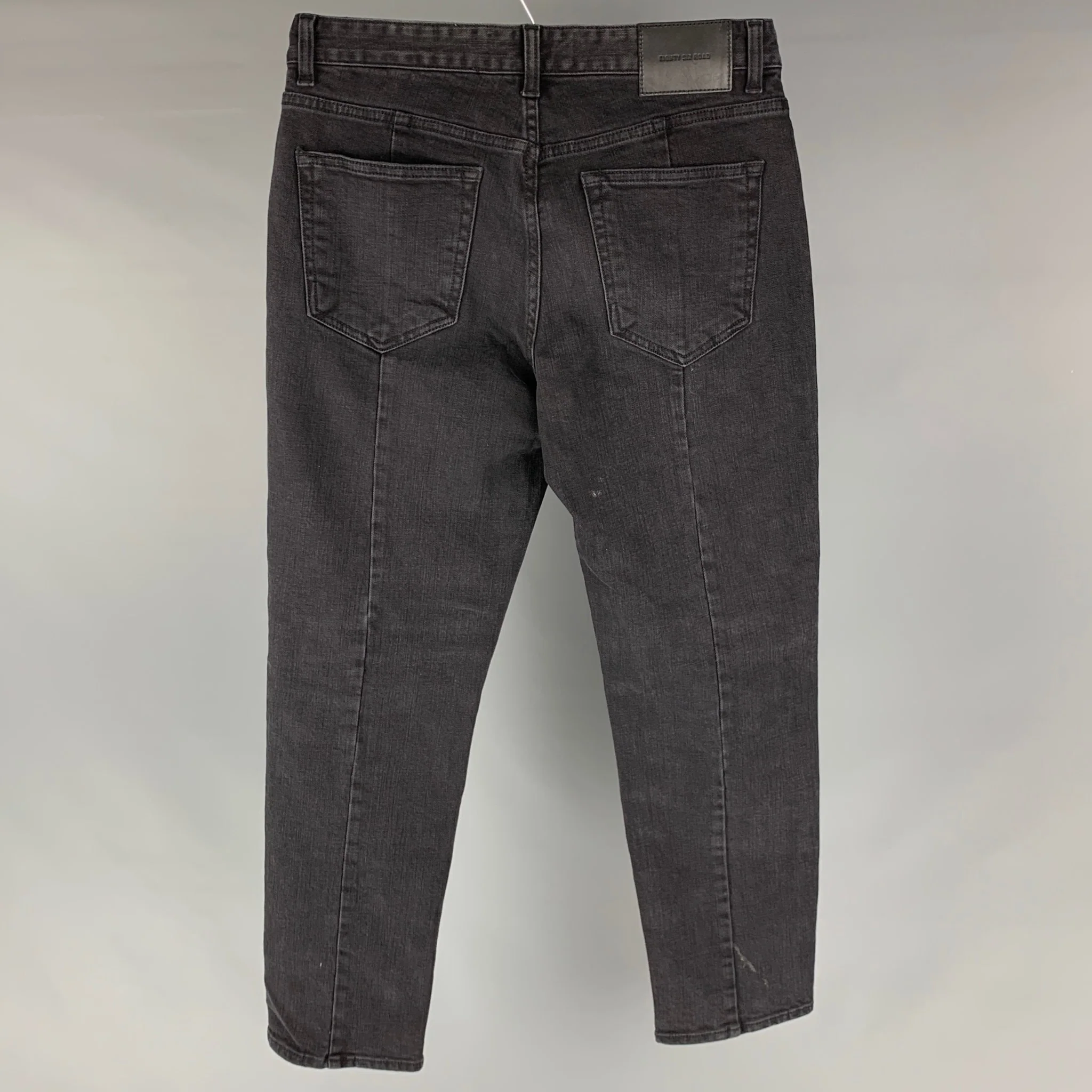 EIGHTY SIX ROAD Size 28 Black Washed Cotton / Polyurethane Tapered Jeans - Image 2