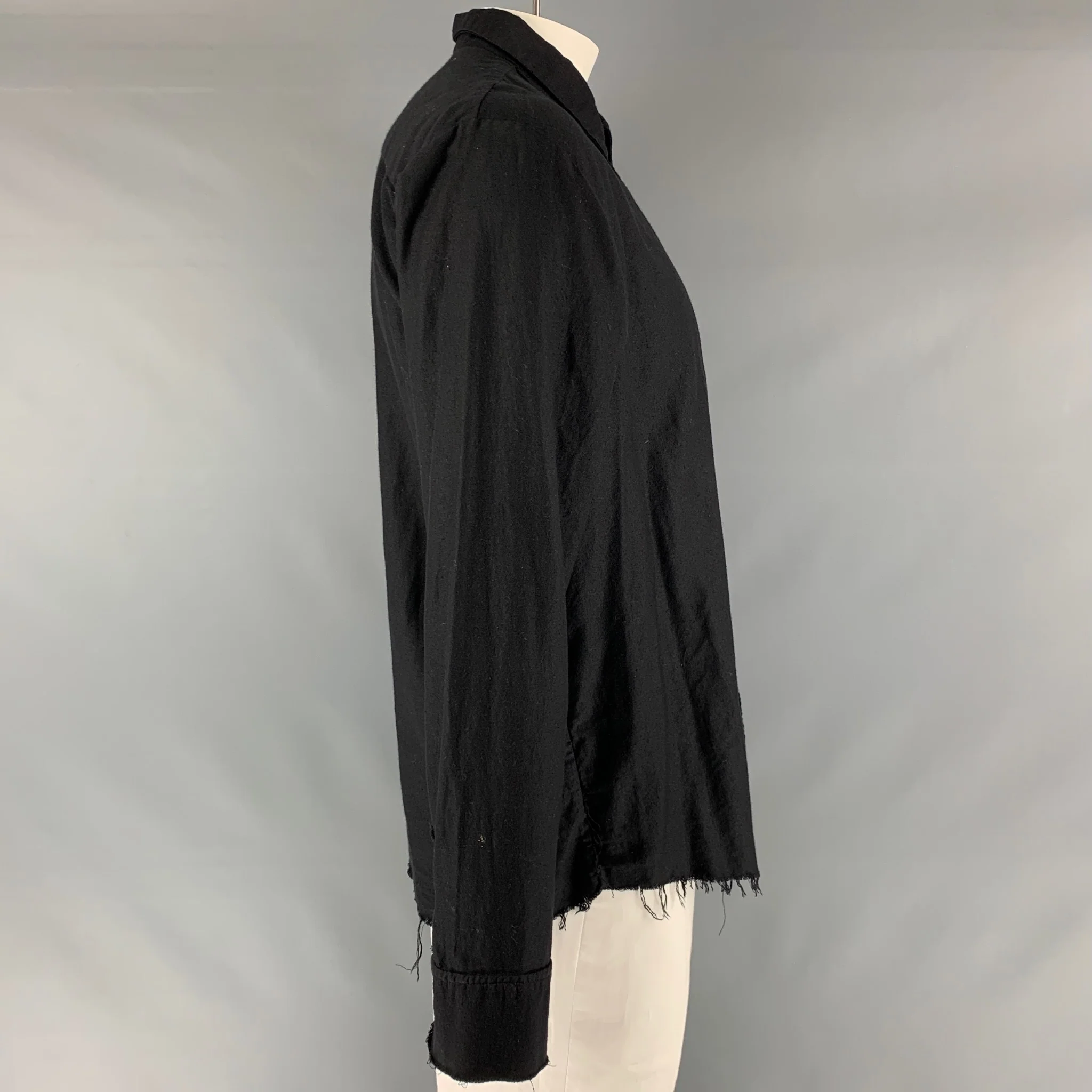 ELENA DAWSON Size L Black Cotton Long Sleeve Shirt - Image 2