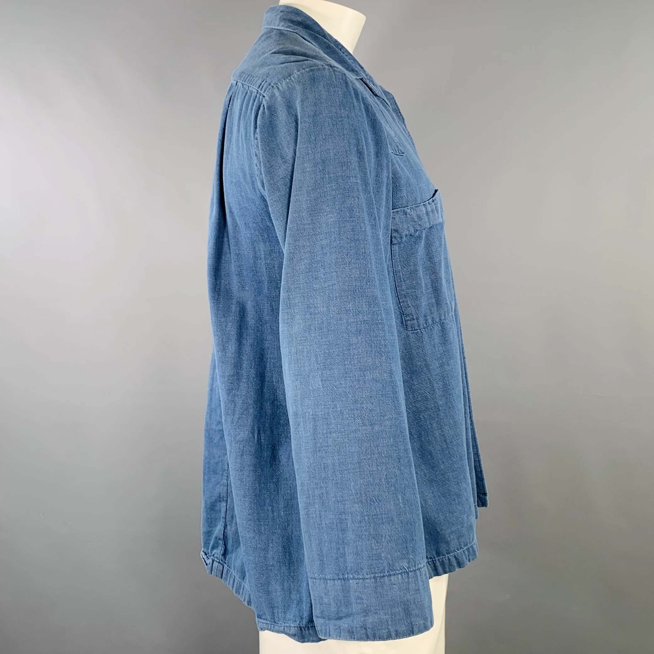 ELEPHANT BLANC Size L Blue Cotton Western Long Sleeve Shirt - Image 2