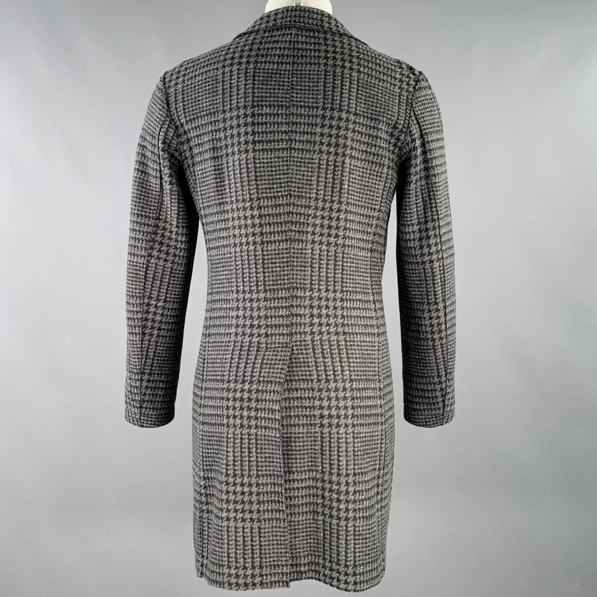 ELEVENTY Size 36 Grey Black Glenplaid Wool Blend Coat - Image 3