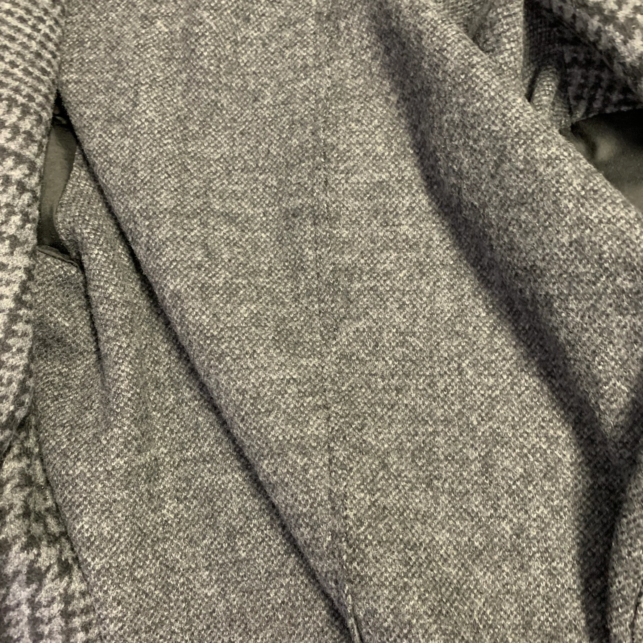 ELEVENTY Size 36 Grey Black Glenplaid Wool Blend Coat - Image 5