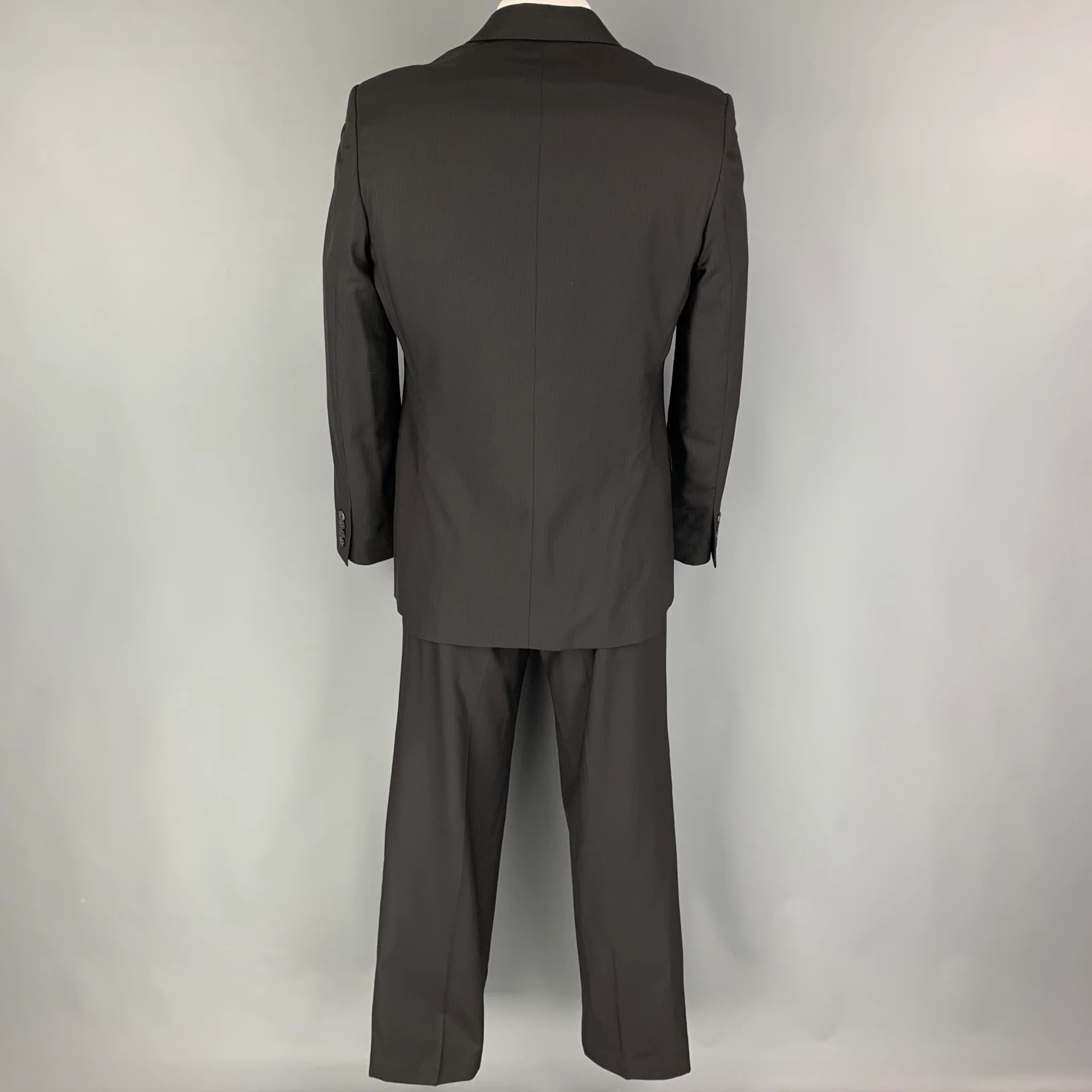 ELIE TAHARI Size 42 Regular Navy Pinstripe Virgin Wool Notch Lapel Suit - Image 3