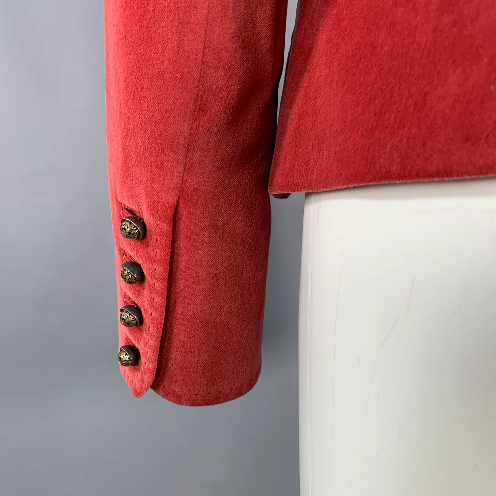 ELIE TAHARI Size 8 Red Cotton Blend Notch Lapel Jacket Blazer - Image 5