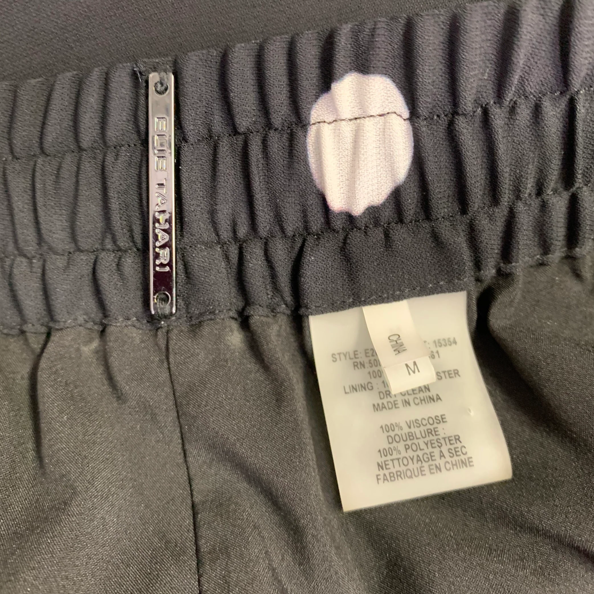 ELIE TAHARI Size M Black White Viscose Polka Dot Elastic Waistband Casual Pants - Image 4