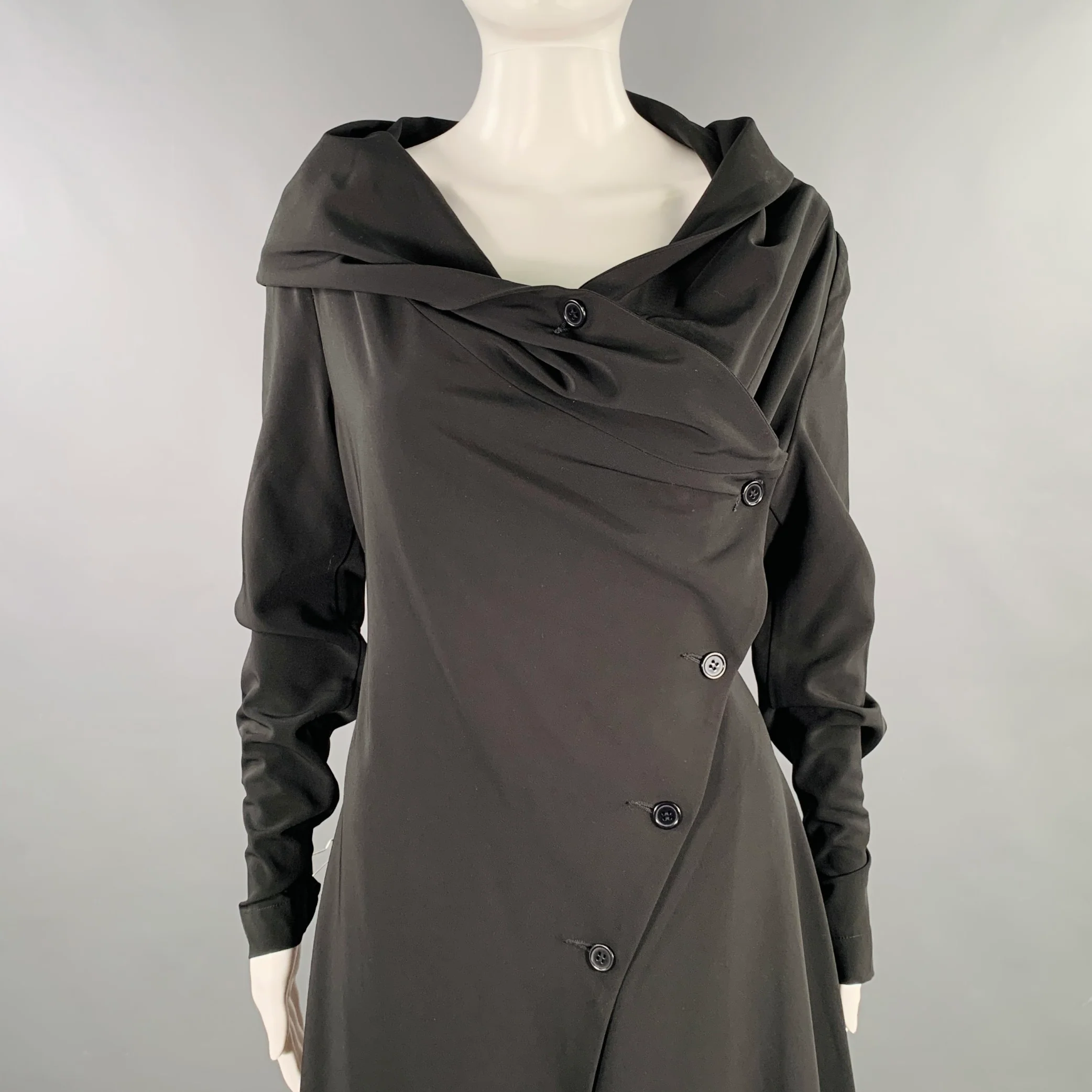 ELM DESIGN Size S Black Polyester Asymmetrical Coat - Image 2