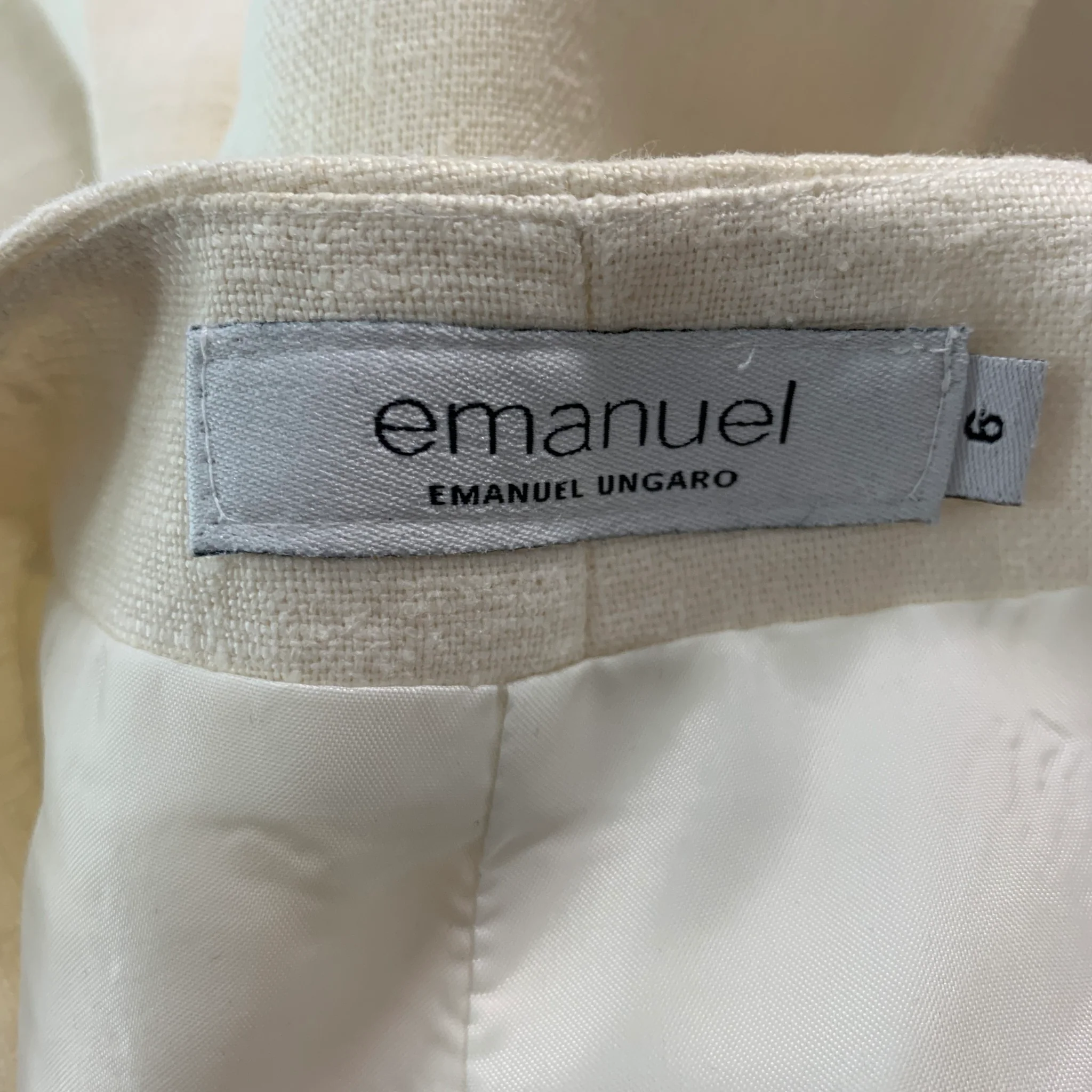 EMANUEL UNGARO Size 6 Cream Linen Nautical Dress Pants - Image 4