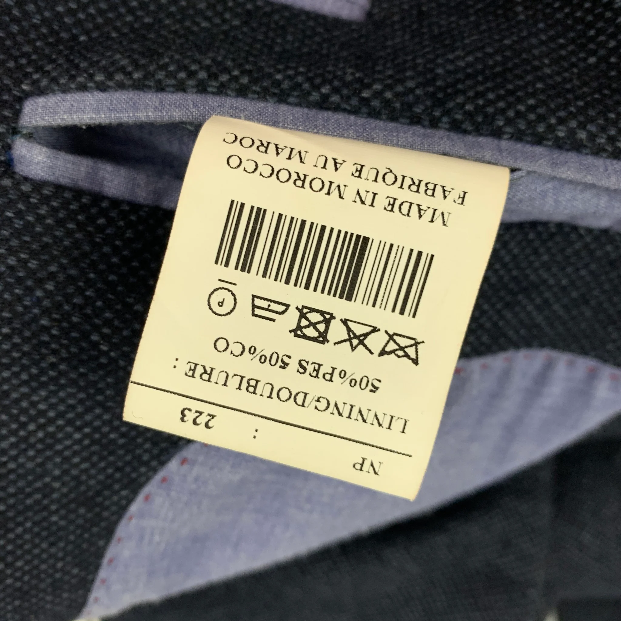 EMILE LAFAURIE Chest Size 46 Navy Textured Wool Blend Notch Lapel Sport Coat - Image 6