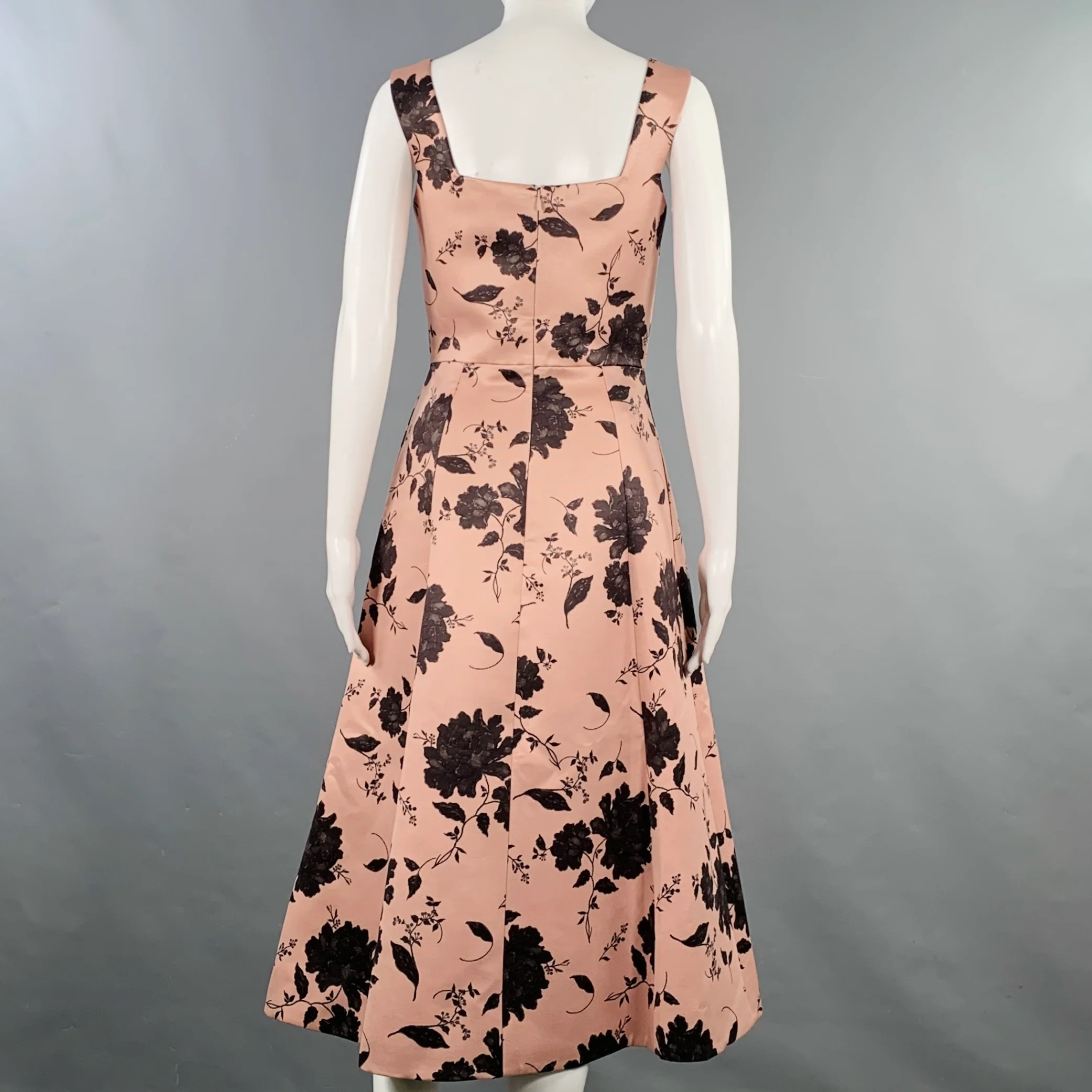 EMILIA WICKSTEAD Size 4 Petrova Pink Black Polyester Floral Sleeveless V-NeckDress - Image 3