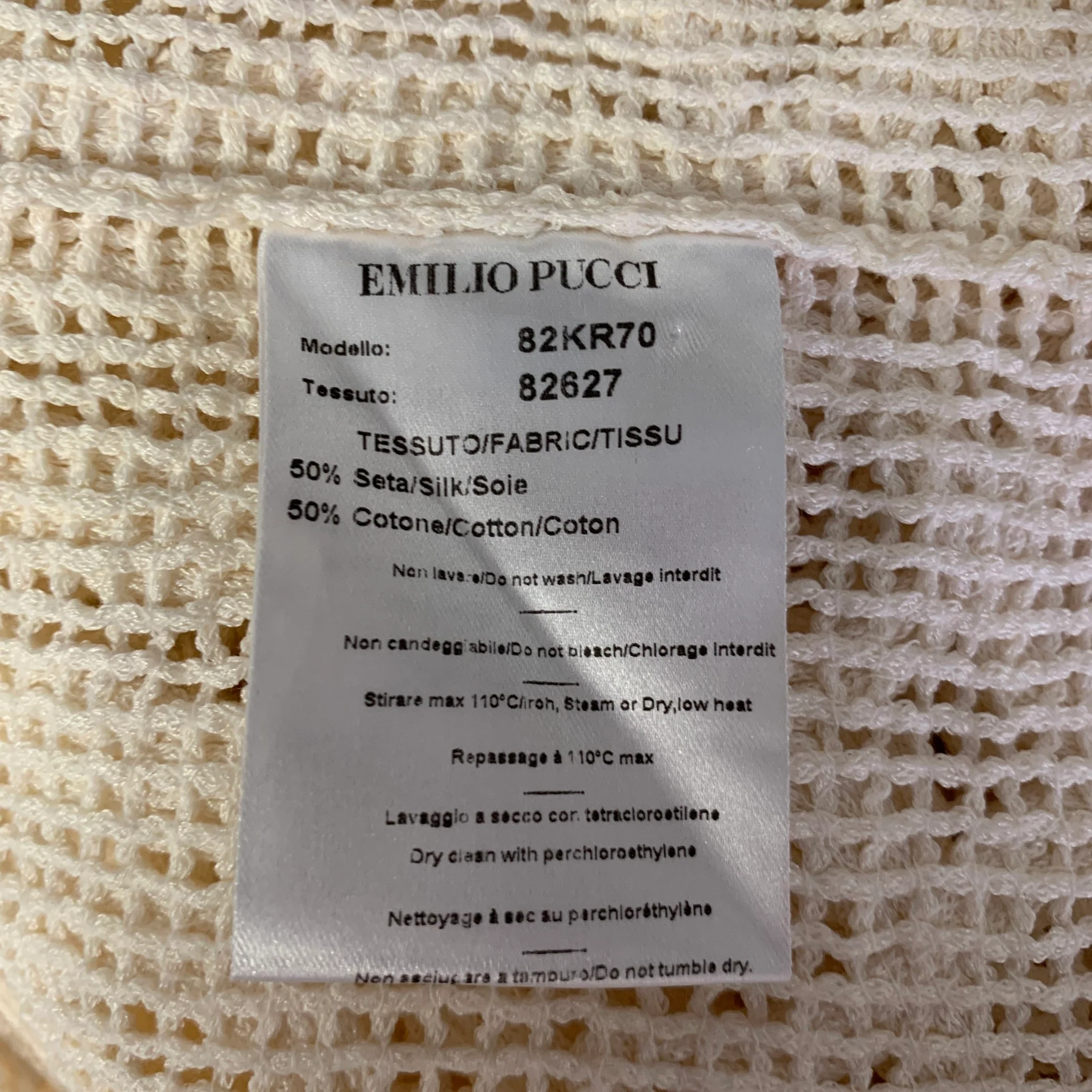 EMILIO PUCCI Size M Cream Silk Cotton Poncho Pullover - Image 6