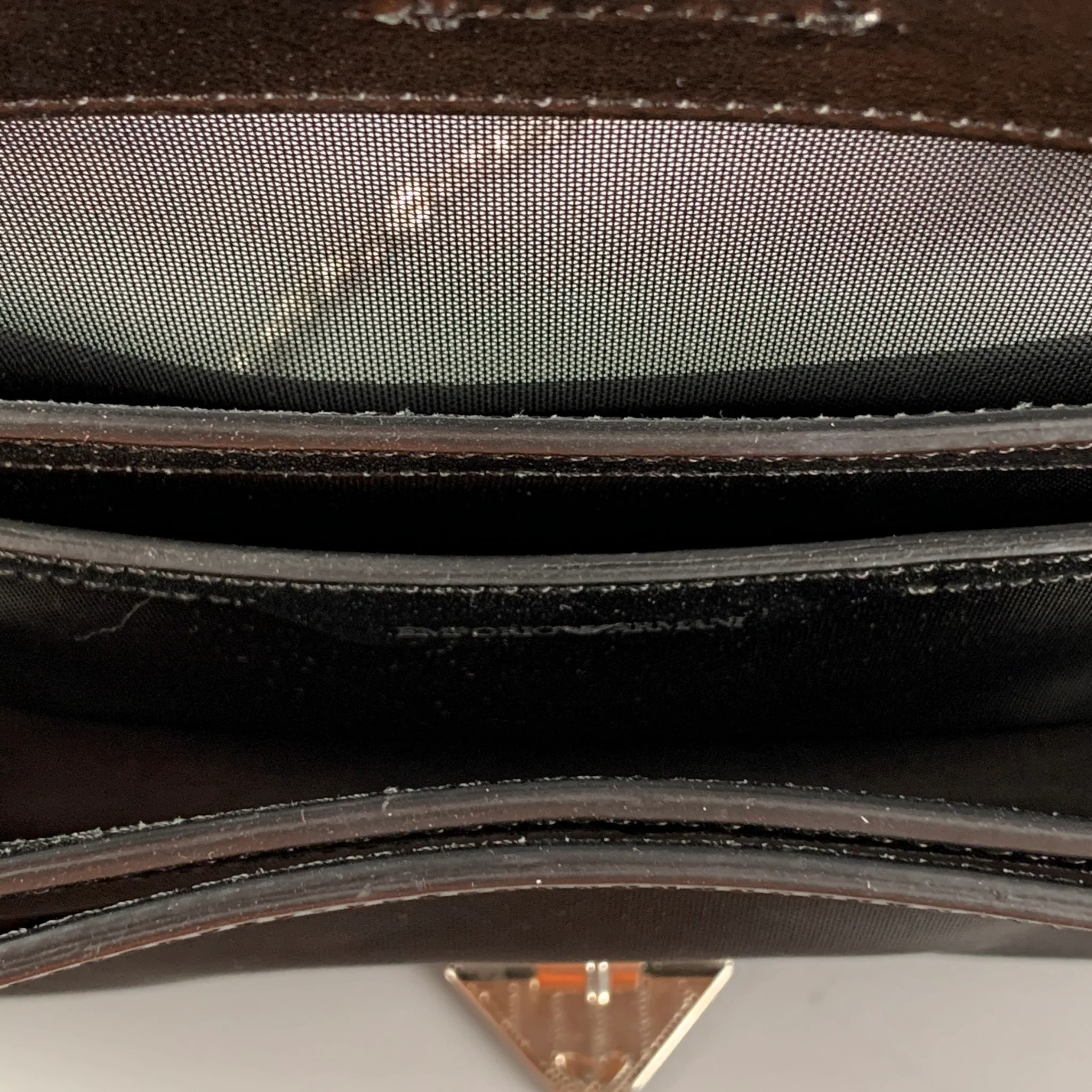 EMPORIO ARMANI Black Silver Mesh Leather Nylon Handbag - Image 6