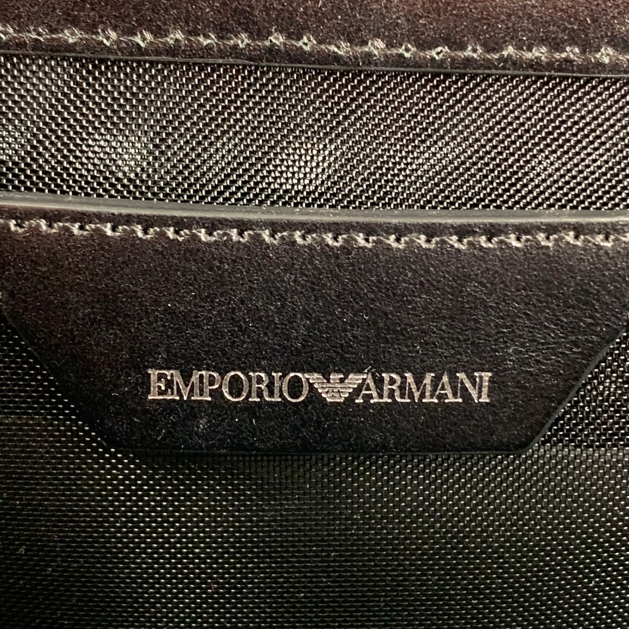 EMPORIO ARMANI Black Silver Mesh Leather Nylon Handbag - Image 7