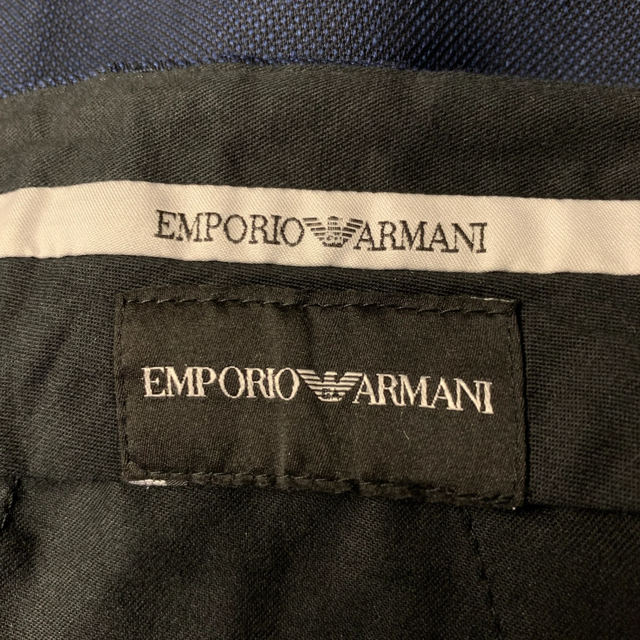 EMPORIO ARMANI Chest Size 42 Navy Heather Wool Notch Lapel 34 29 Suit - Image 11