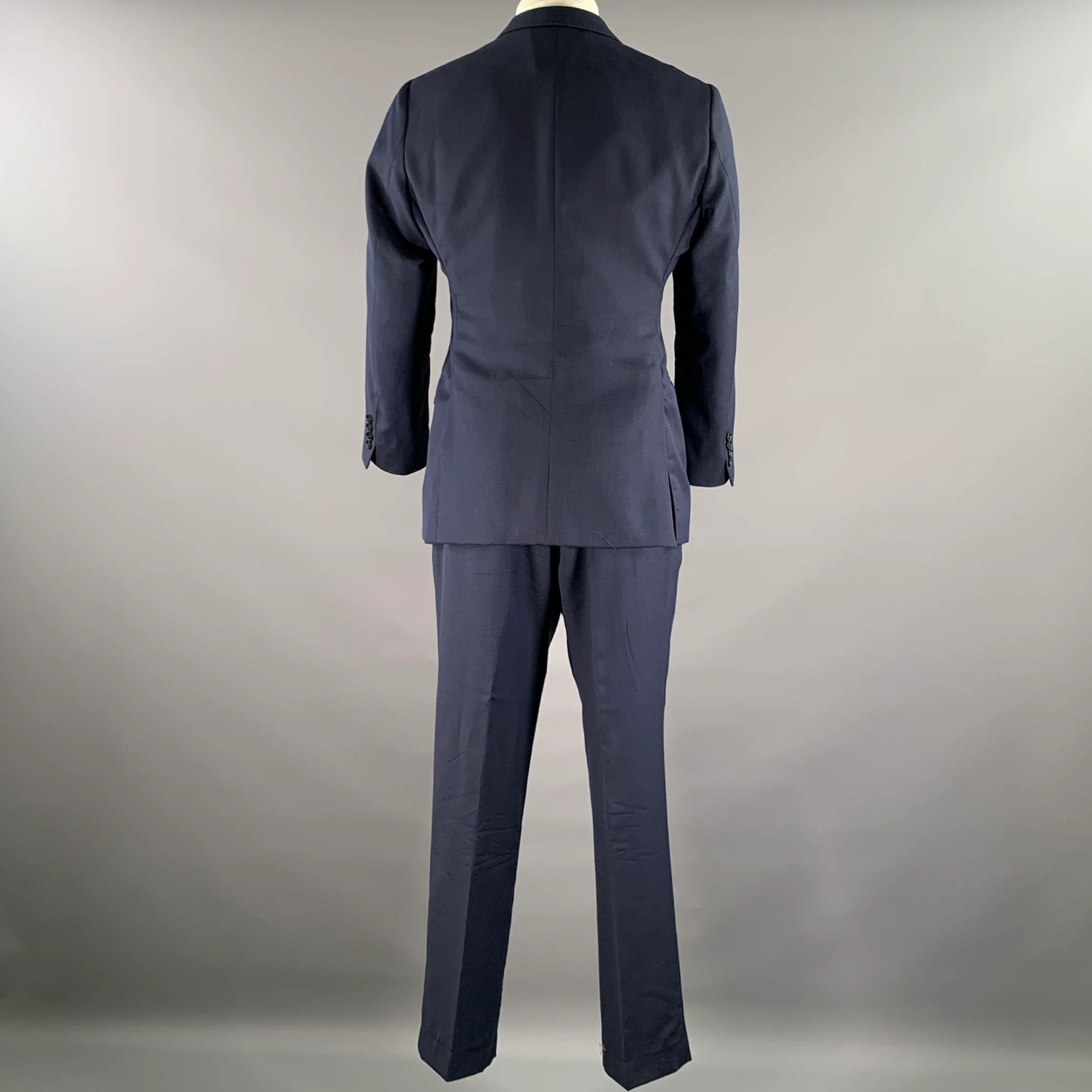 EMPORIO ARMANI Chest Size 42 Navy Heather Wool Notch Lapel 34 29 Suit - Image 3