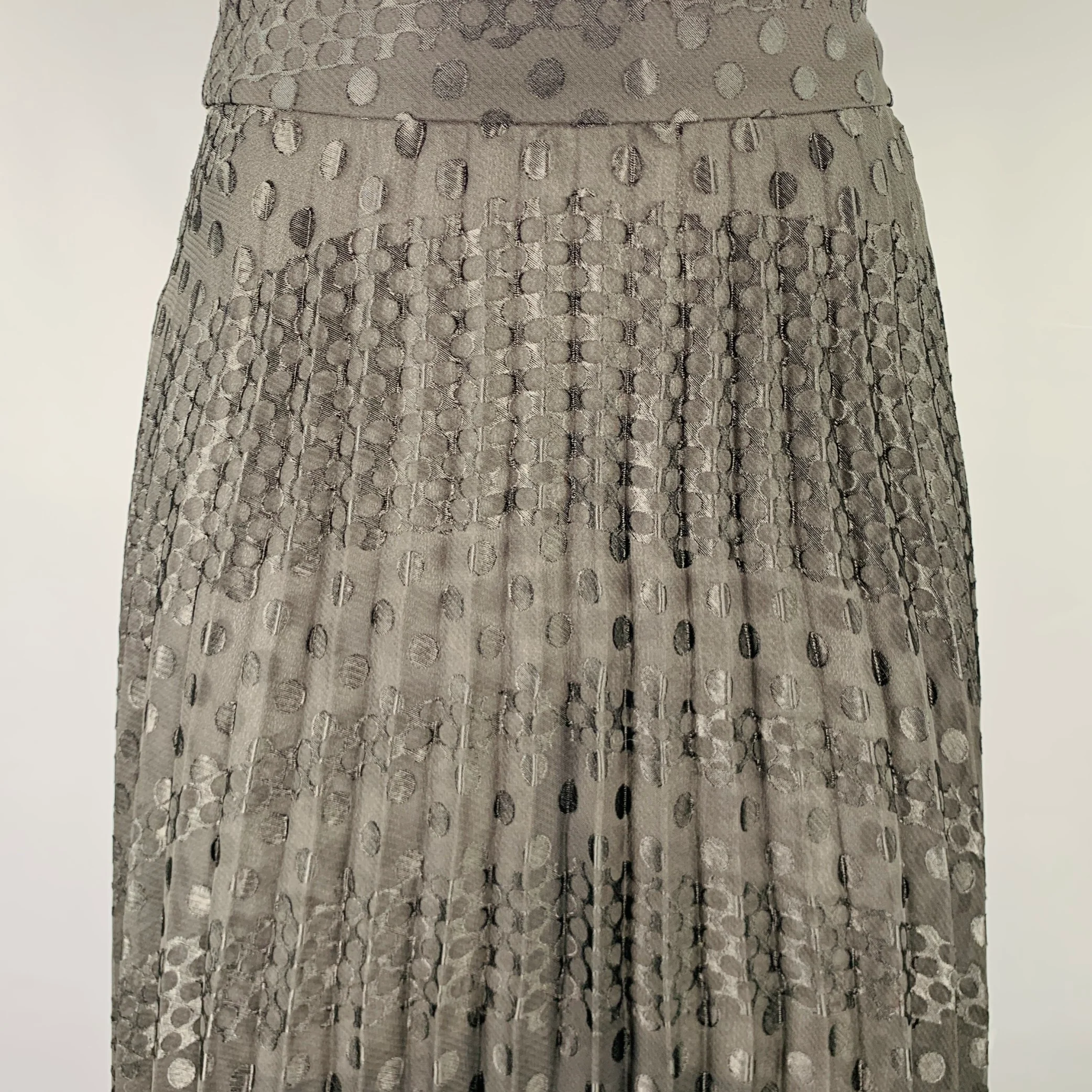 EMPORIO ARMANI Size 2 Black Polyester Viscose Dots Maxi Skirt - Image 2
