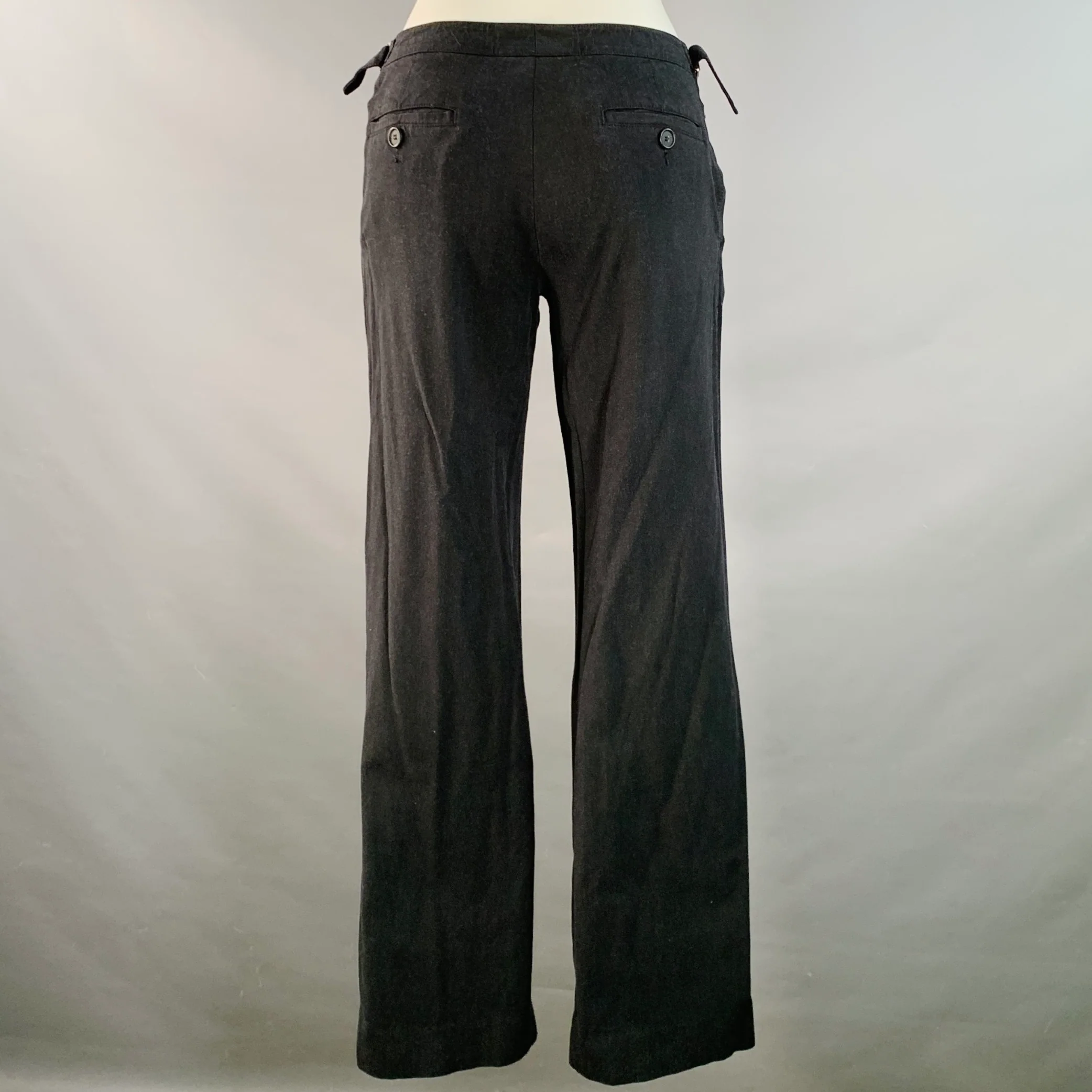 EMPORIO ARMANI Size 2 Black Rayon Blend Side Tabs Straight Dress Pants - Image 2