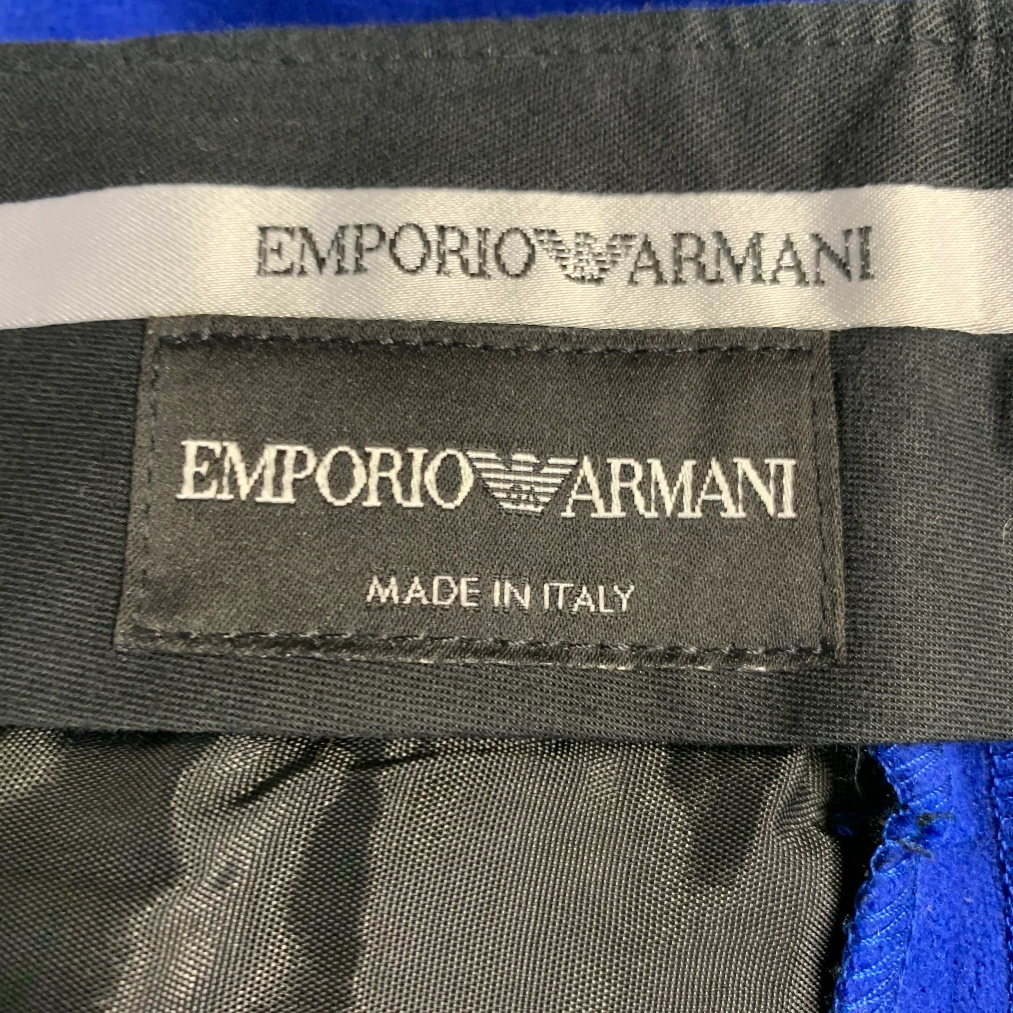 EMPORIO ARMANI Size 30 Royal Blue Wool Blend Tapered Dress Pants - Image 7