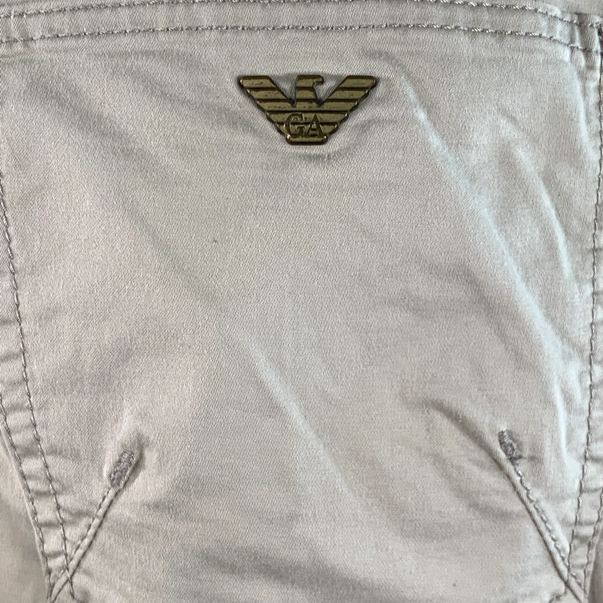 EMPORIO ARMANI Size 33 Beige Cotton Blend Slim Straight Button Fly Casual Pants - Image 4