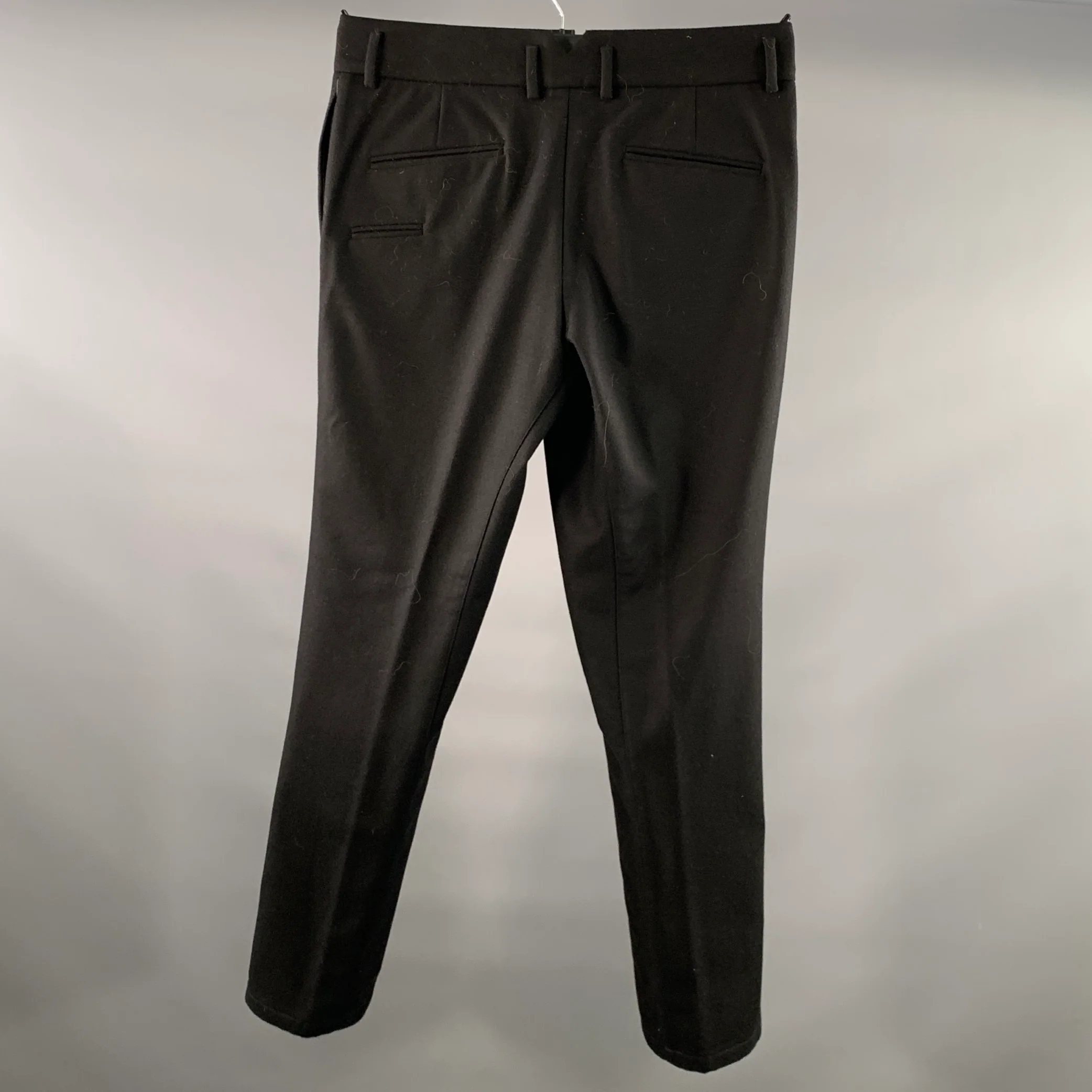 EMPORIO ARMANI Size 34 Black Textured Wool polyamide Zip Fly Dress Pants - Image 2