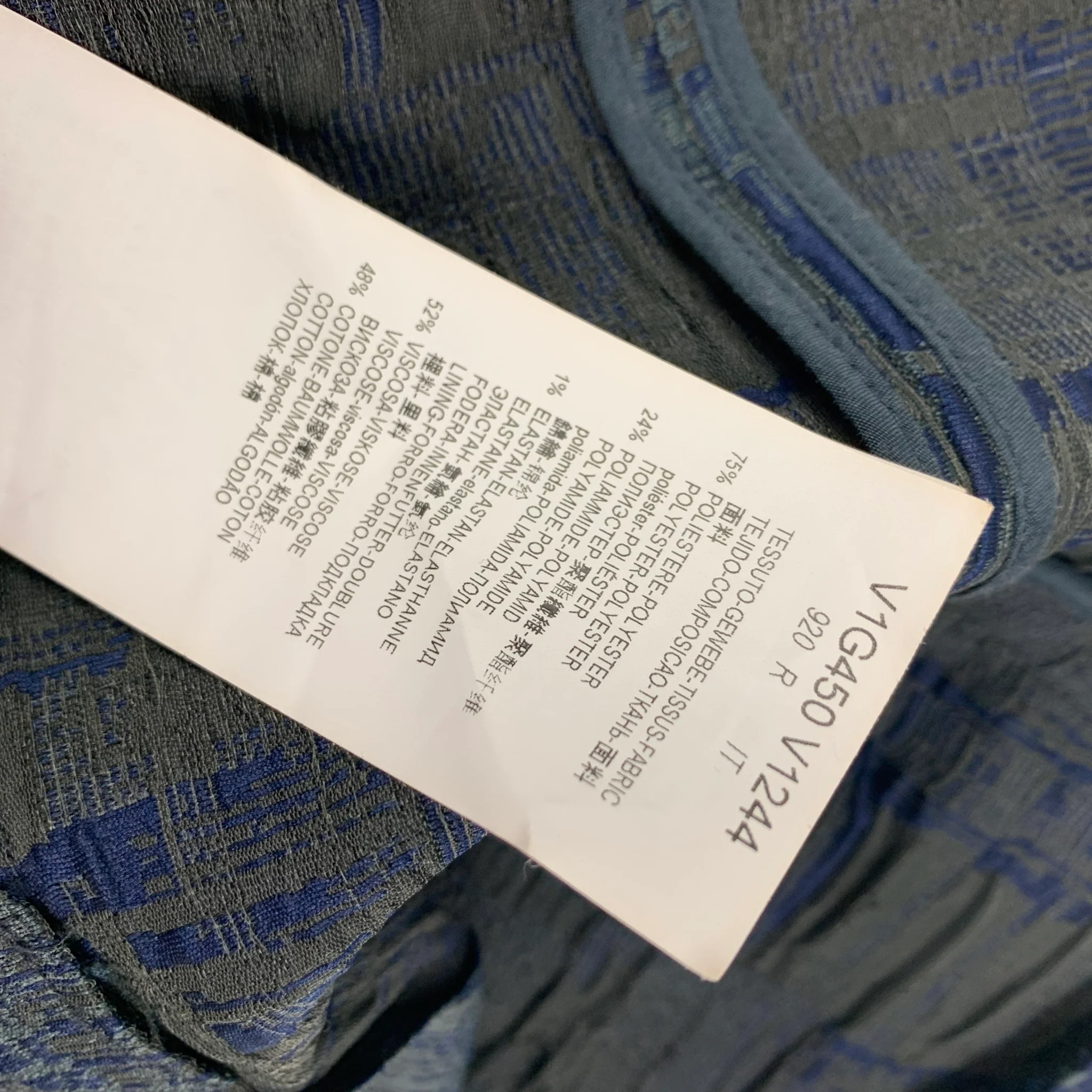 EMPORIO ARMANI Size 34 Dark Gray Blue Jacquard Polyester Blend Sport Coat - Image 6