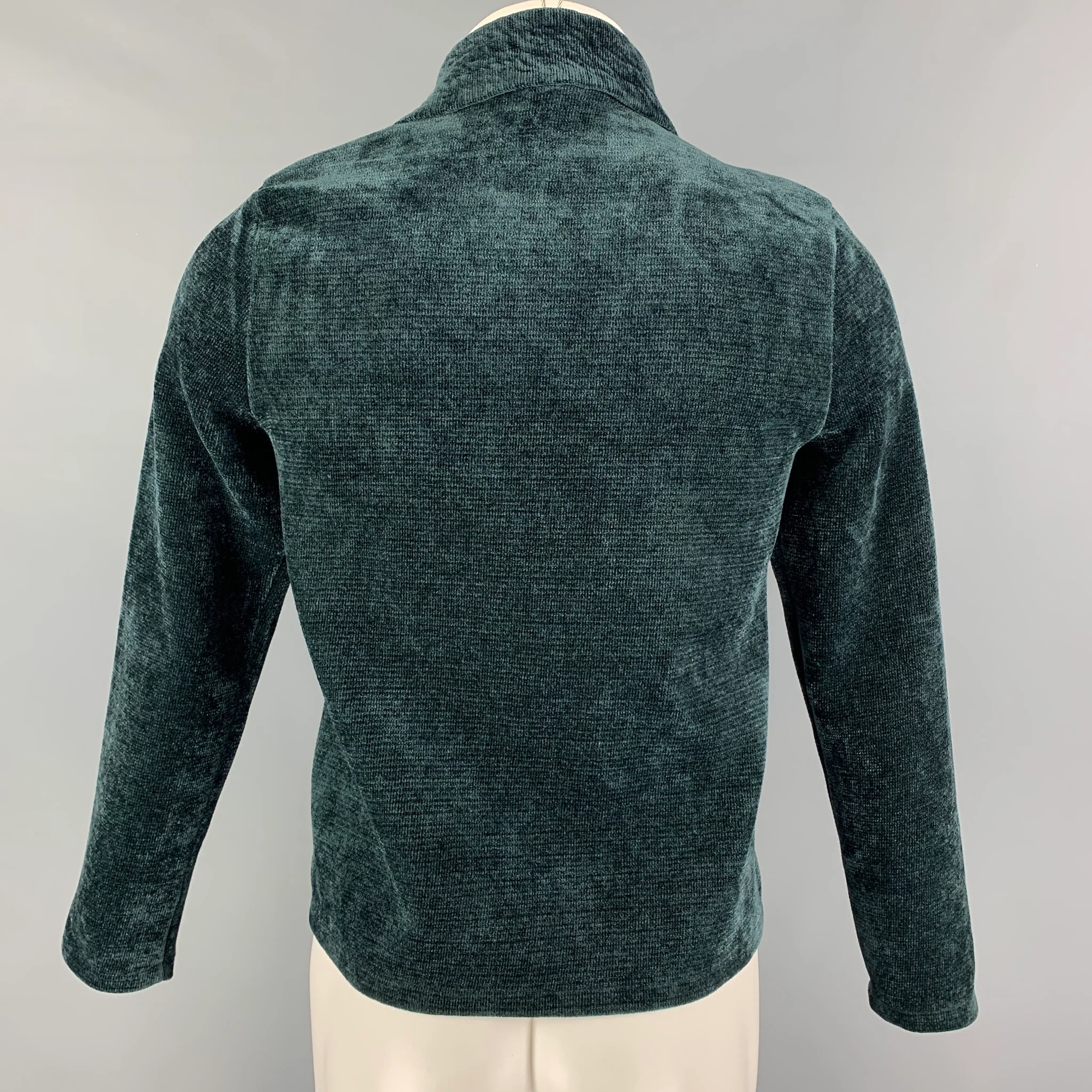 EMPORIO ARMANI Size 34 Forest Green Velvet Biker Jacket - Image 4