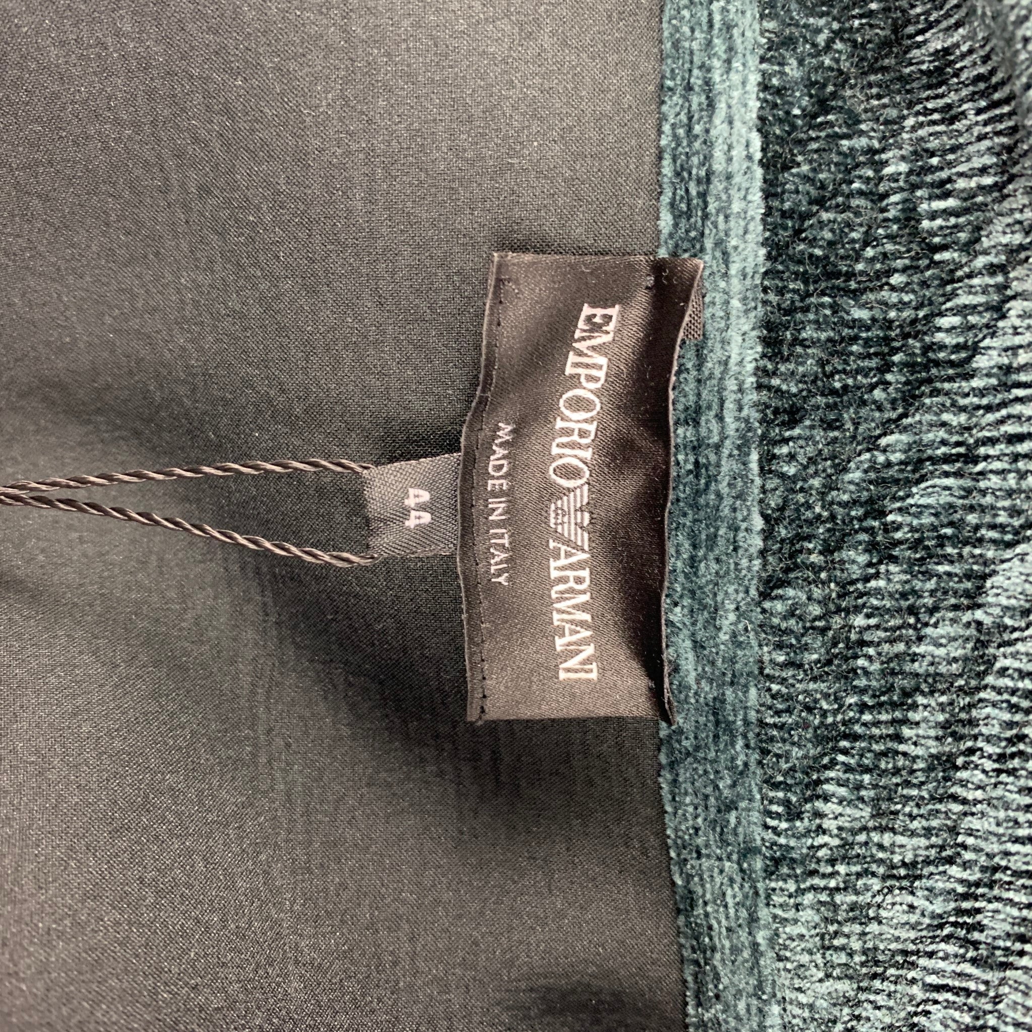 EMPORIO ARMANI Size 34 Forest Green Velvet Biker Jacket - Image 6