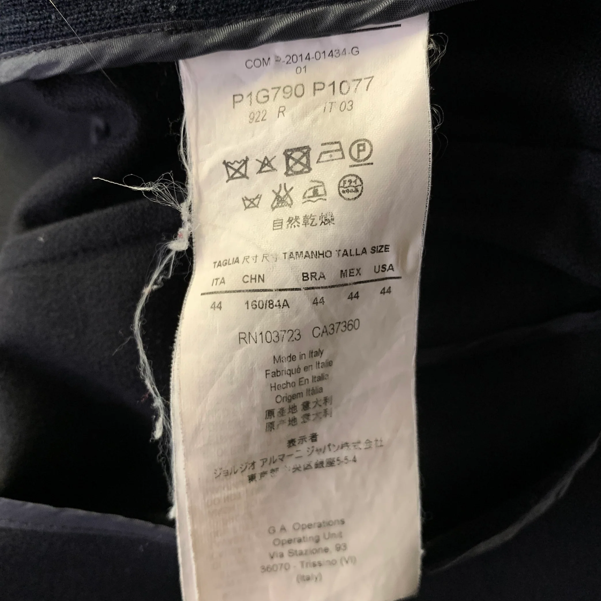 EMPORIO ARMANI Size 34 Navy Ribbed Wool Polyamide Jacket - Image 7
