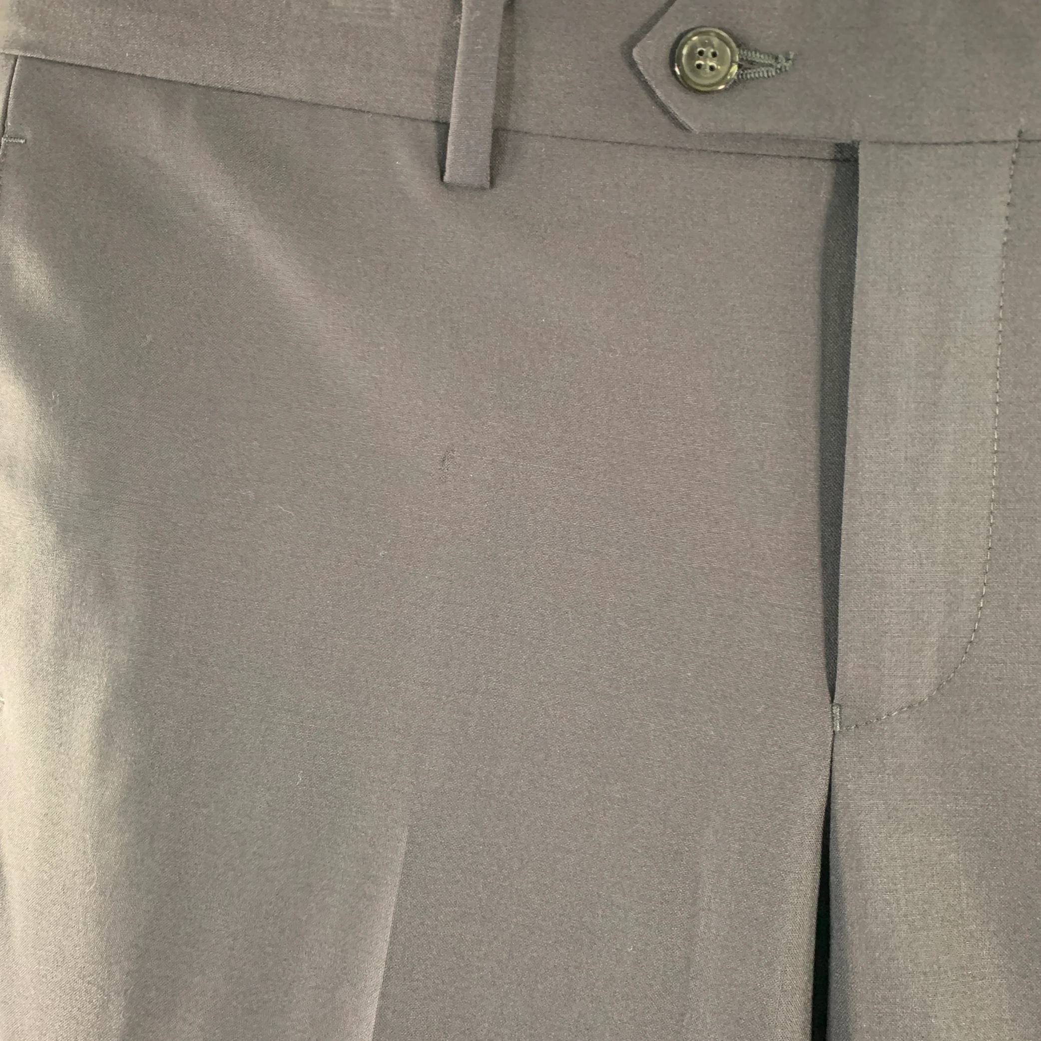 EMPORIO ARMANI Size 34 Navy Wool Blend Tapered Dress Pants - Image 3