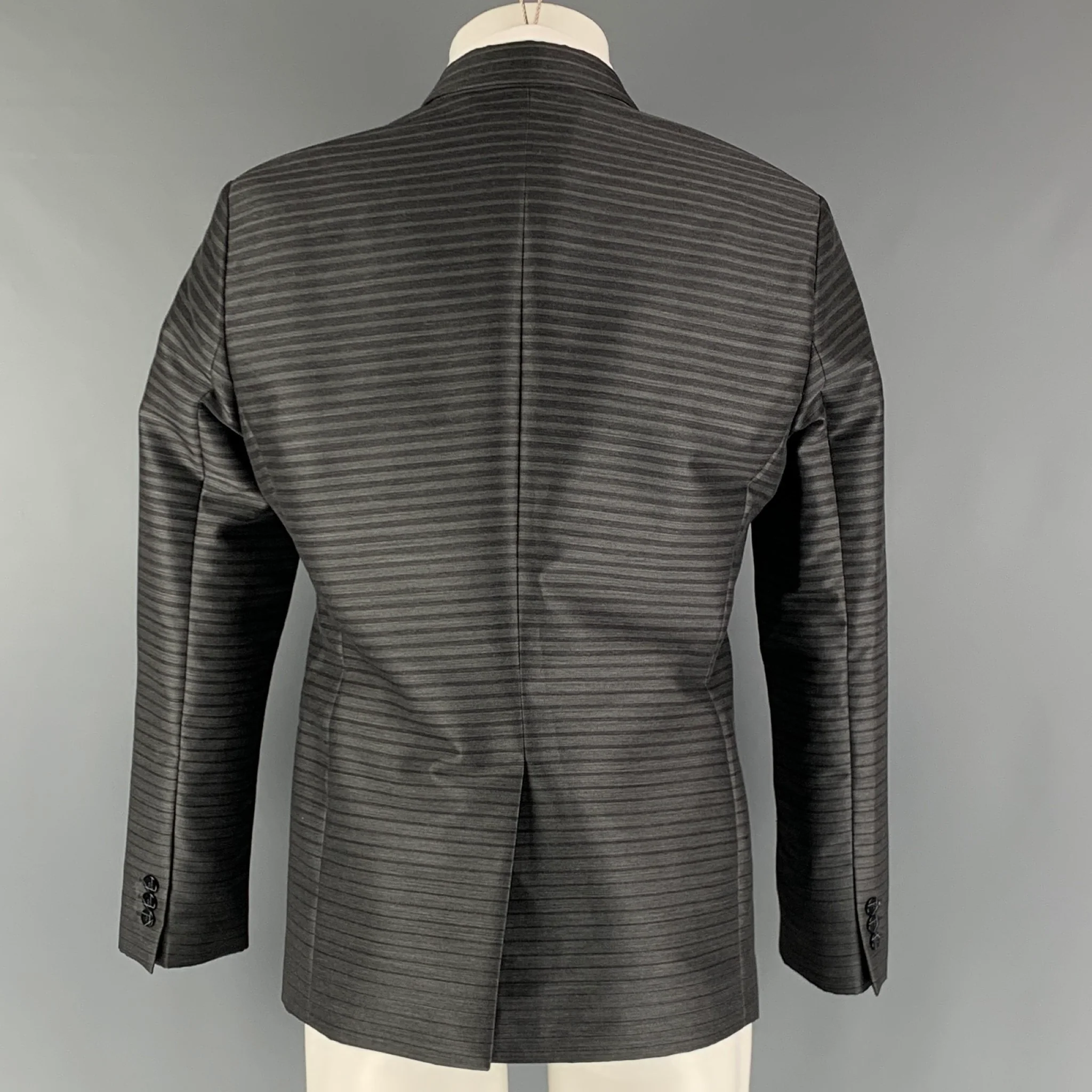 EMPORIO ARMANI Size 38 Grey Charcoal Wool Blend Notch Lapel Sport Coat - Image 3