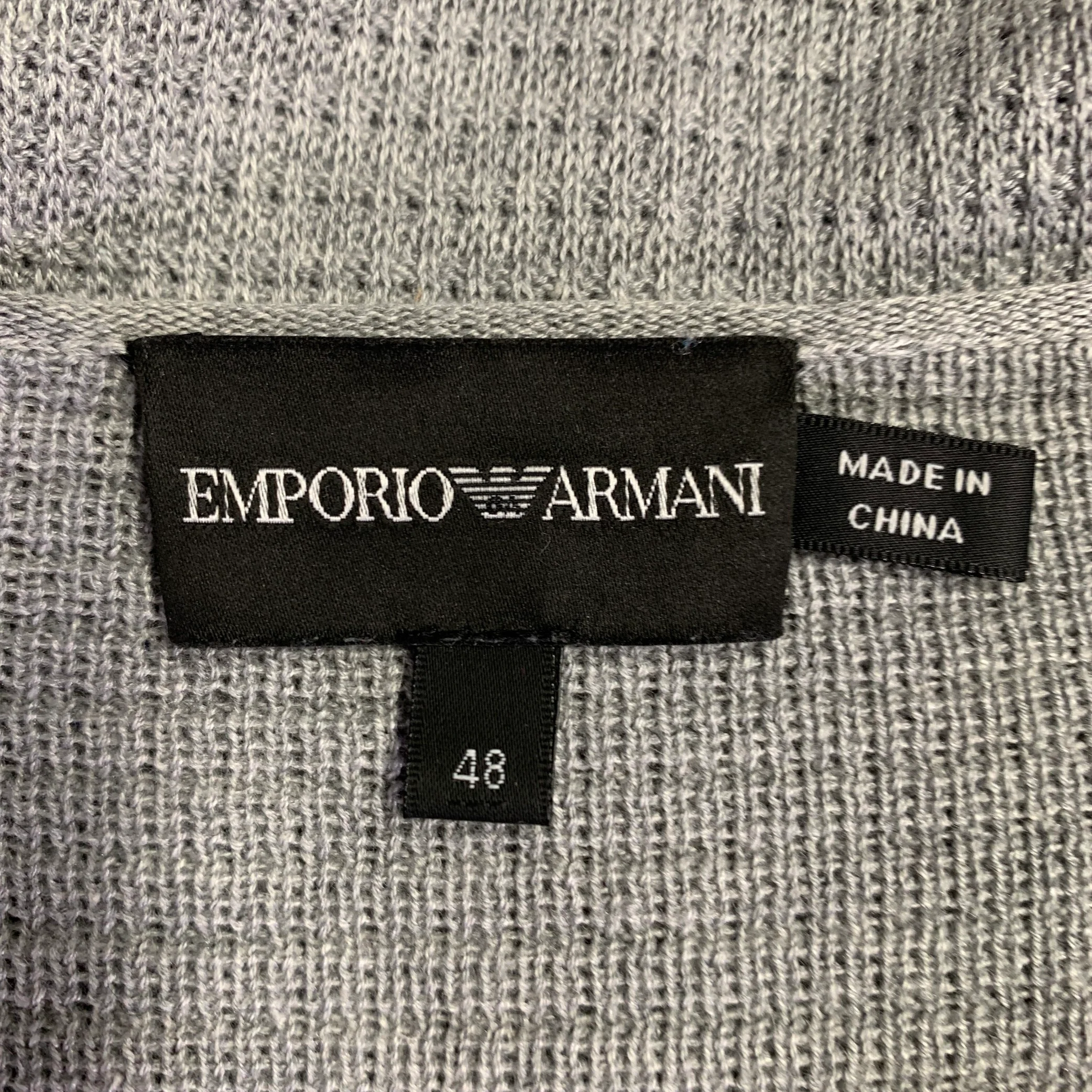 EMPORIO ARMANI Size 38 Grey Waffle Knit Scoop Neck Pullover - Image 6
