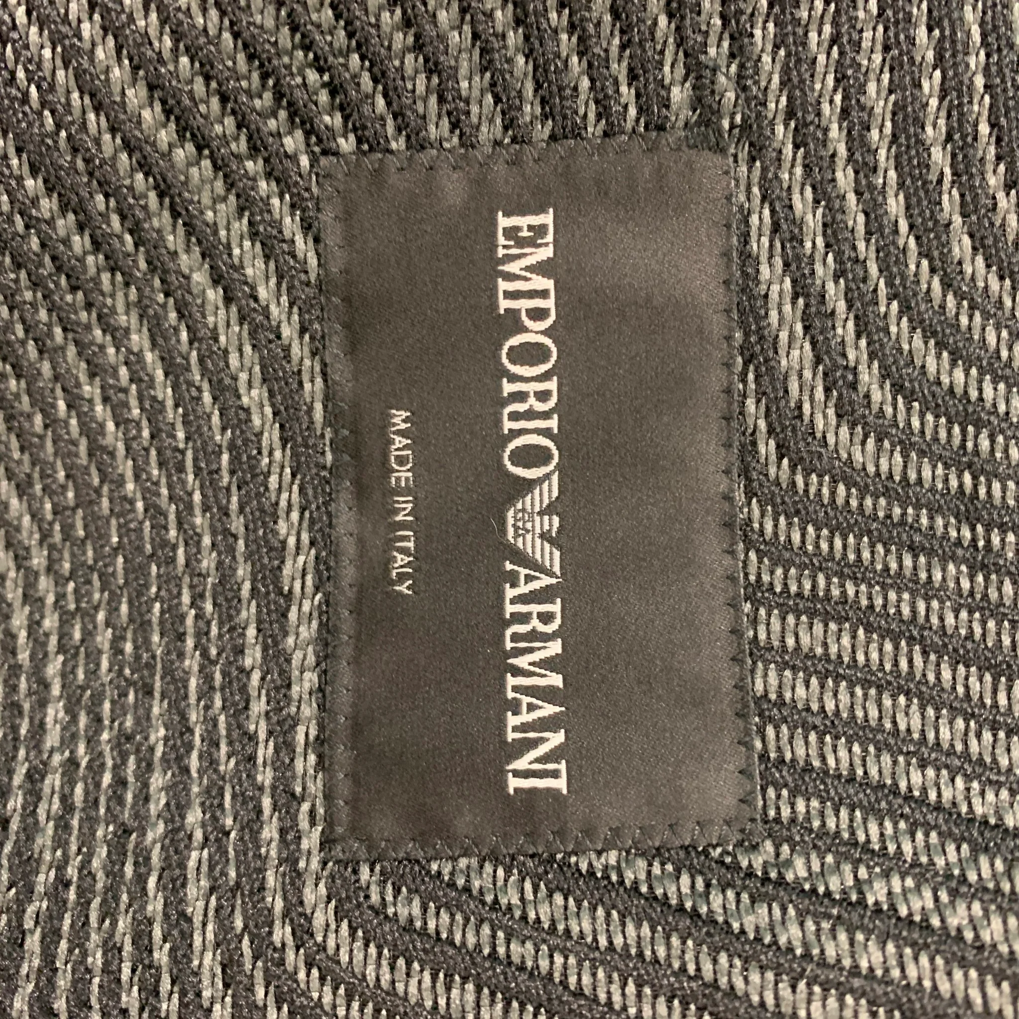 EMPORIO ARMANI Size 40 Black Grey Jacquard Polyester Blend Sport Coat - Image 6