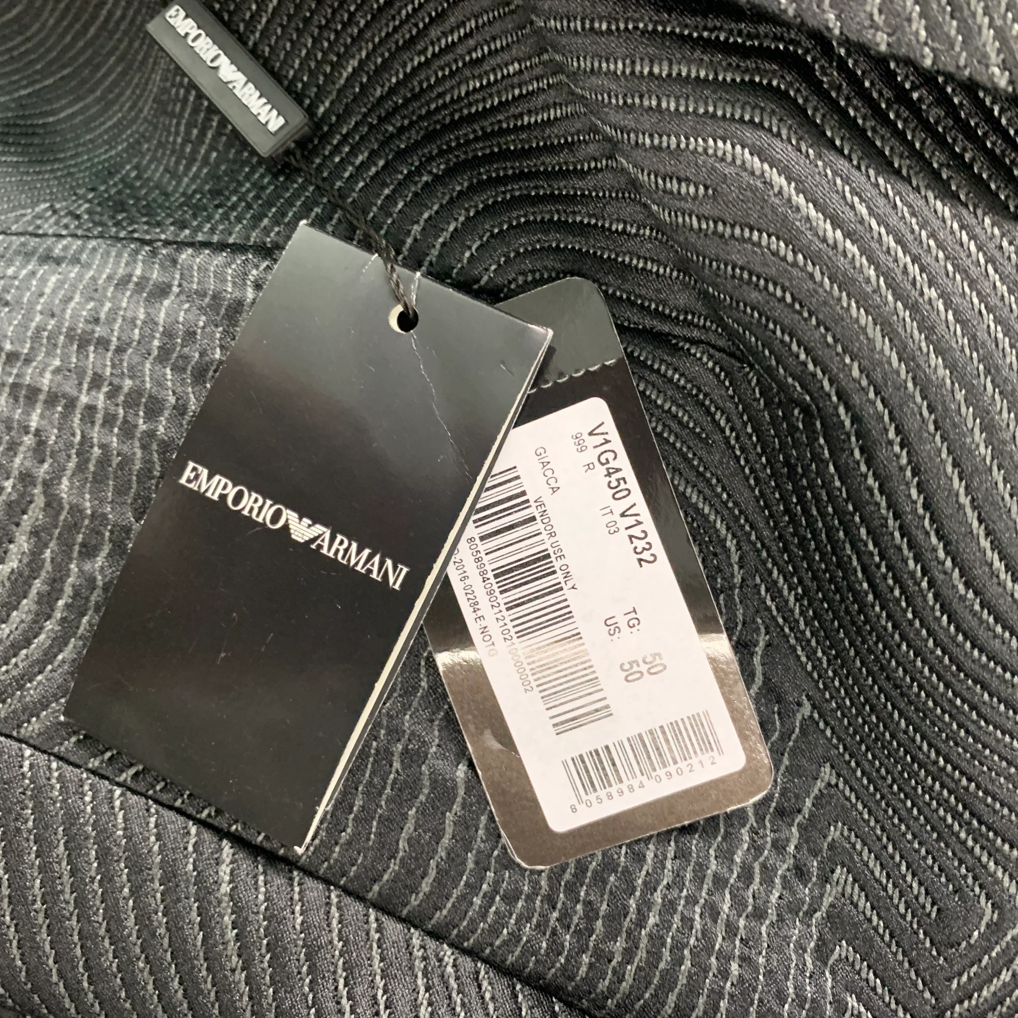 EMPORIO ARMANI Size 40 Black Grey Jacquard Polyester Blend Sport Coat - Image 8