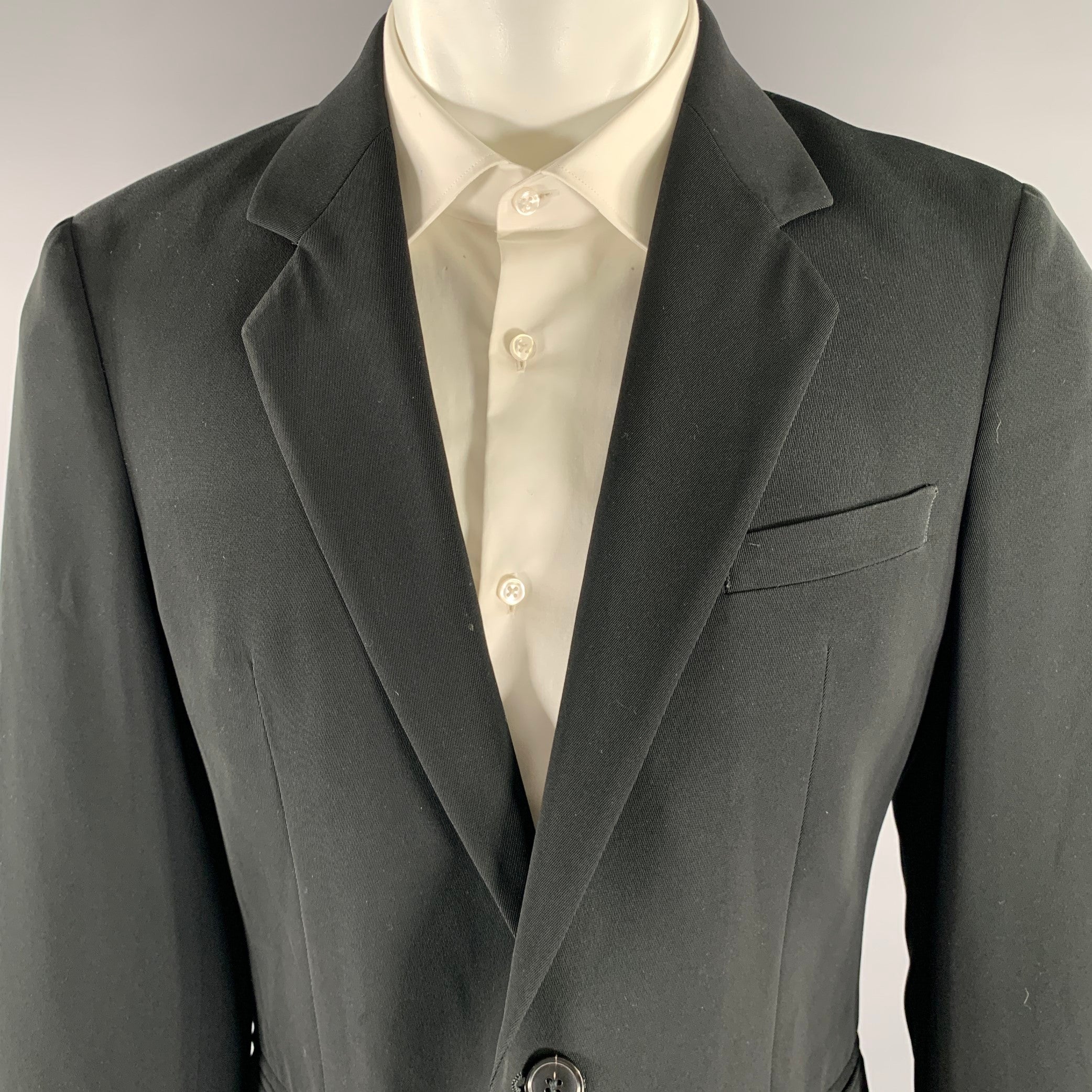 EMPORIO ARMANI Size 40 Black Polyester Notch Lapel Sport Coat - Image 2