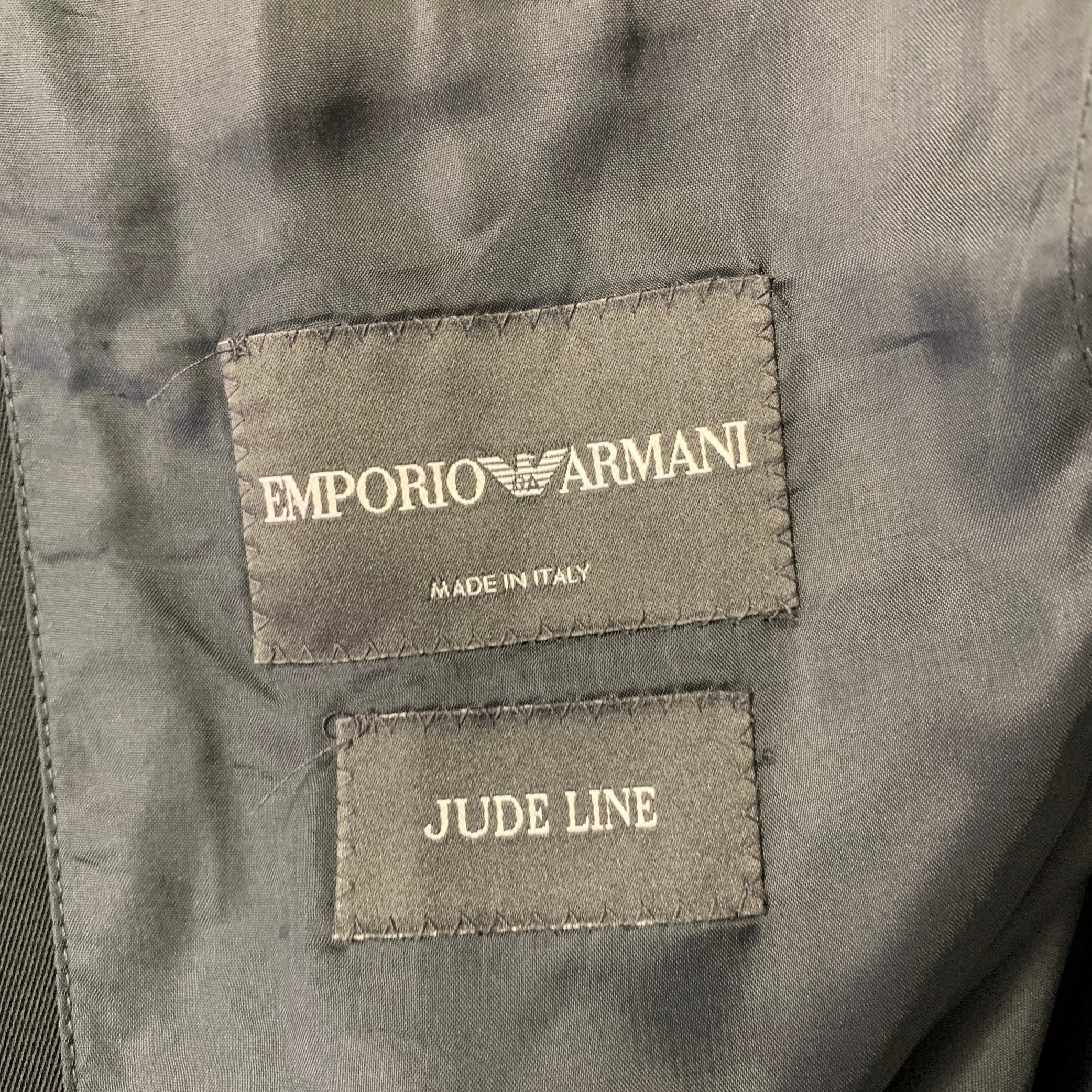 EMPORIO ARMANI Size 40 Black Polyester Notch Lapel Sport Coat - Image 5