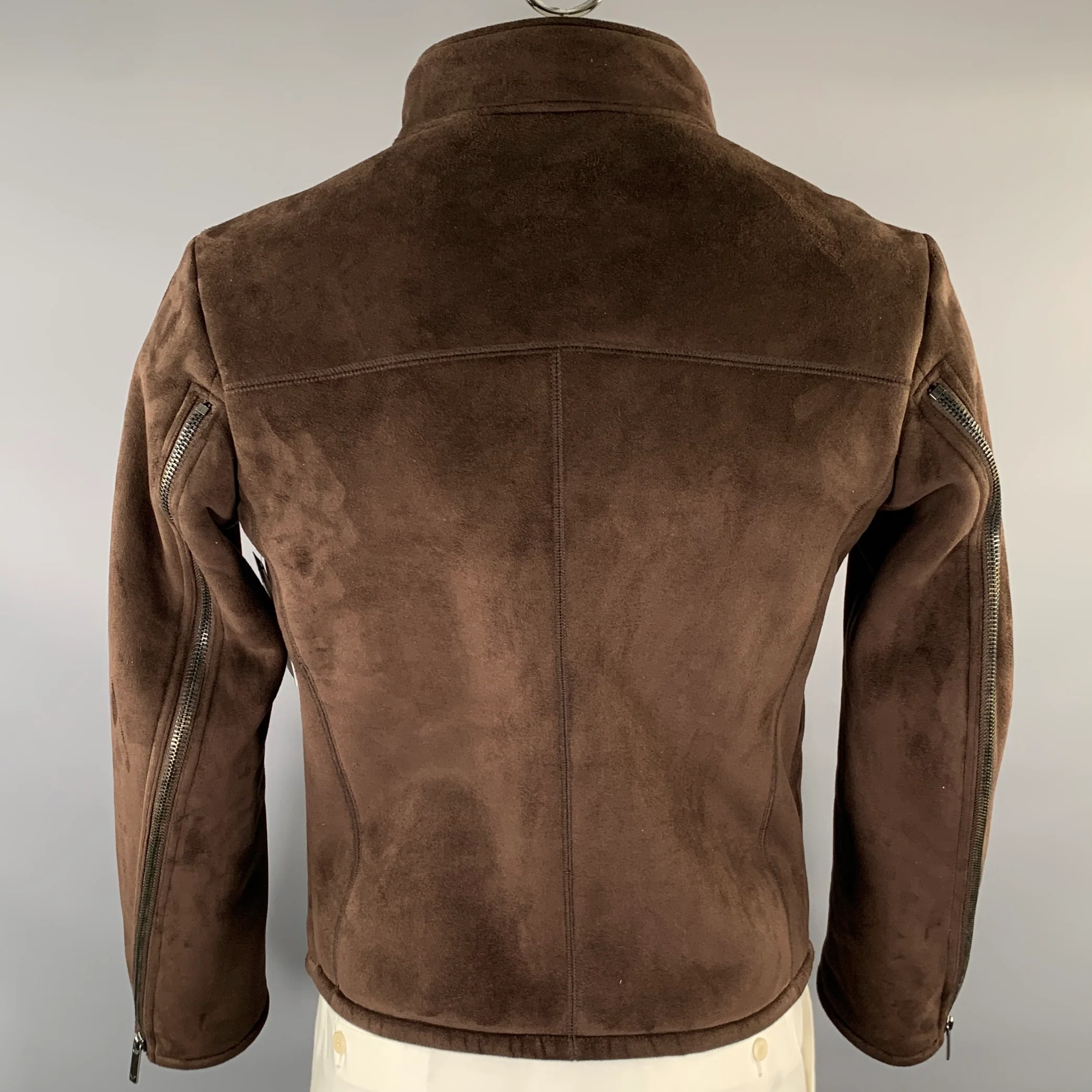 EMPORIO ARMANI Size 40 Brown Polyester Nylon Zip Up Jacket - Image 6