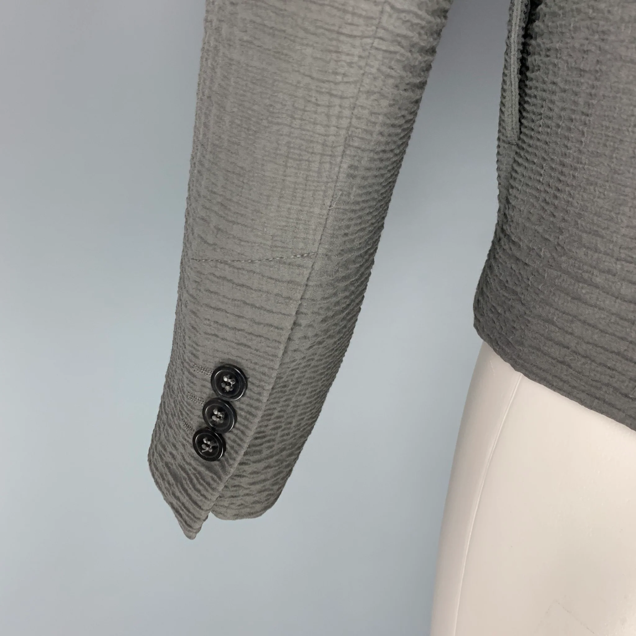 EMPORIO ARMANI Size 40 Grey Slate Textured Sport Coat - Image 4