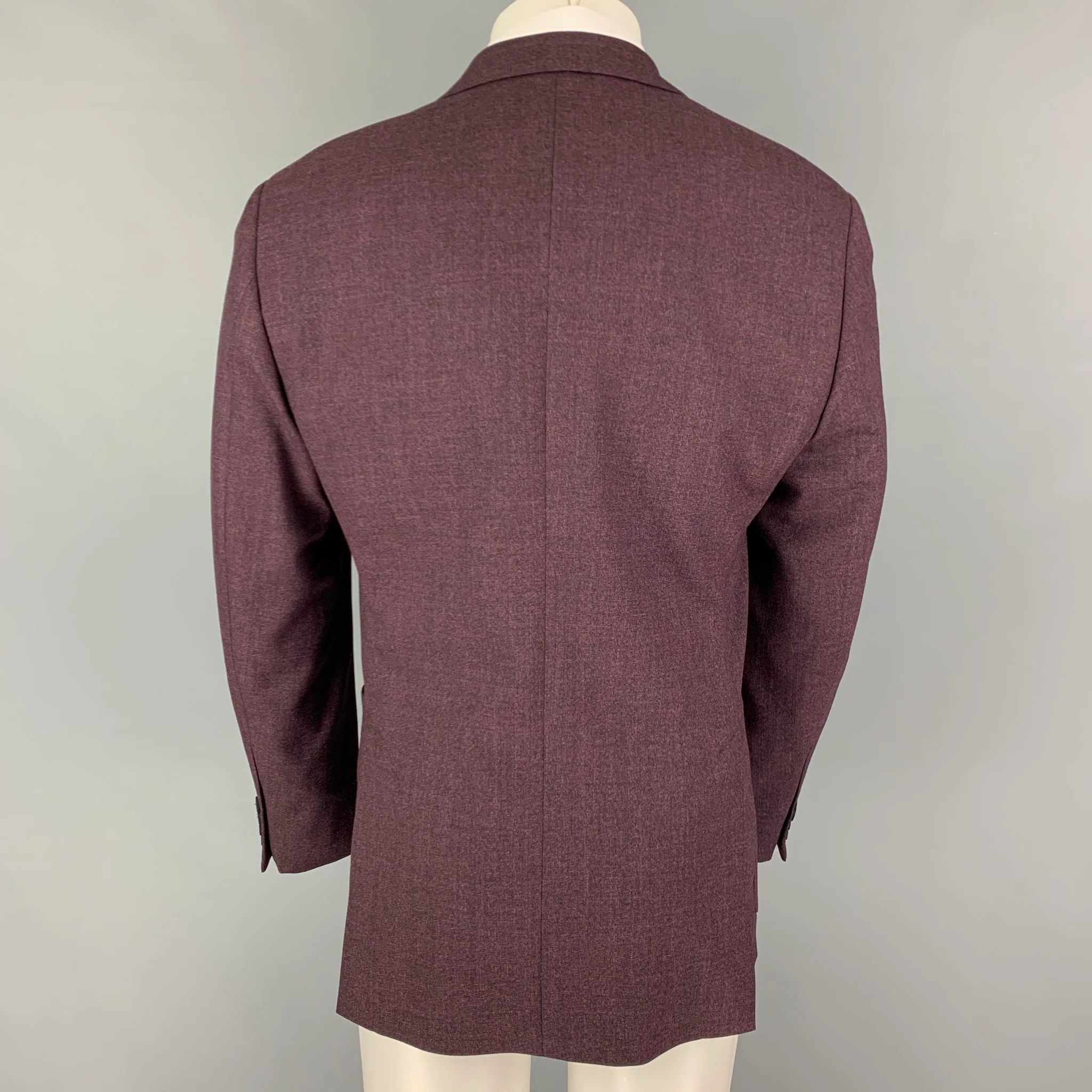 EMPORIO ARMANI Size 40 Purple Heather Wool Sport Coat - Image 3