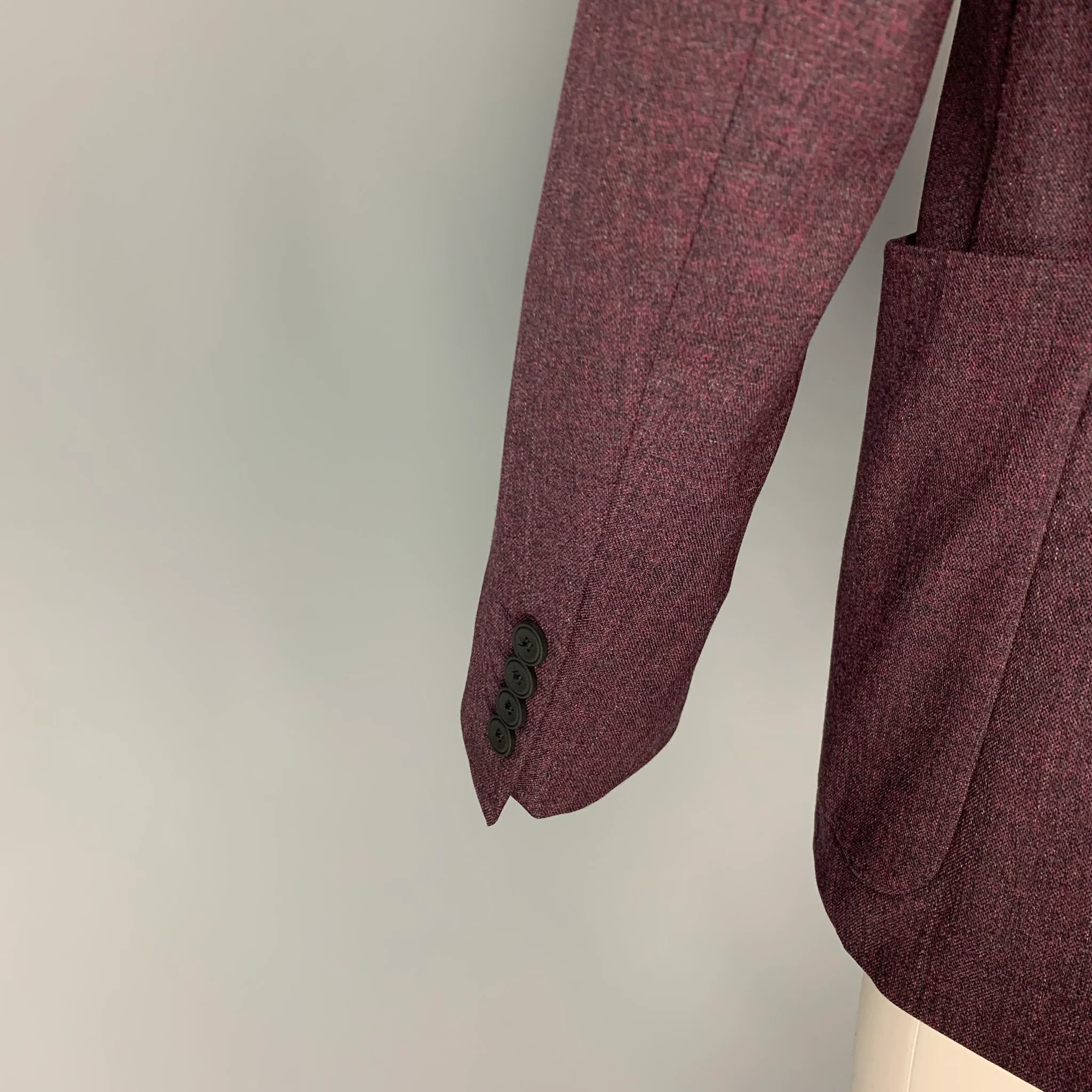 EMPORIO ARMANI Size 40 Purple Heather Wool Sport Coat - Image 4
