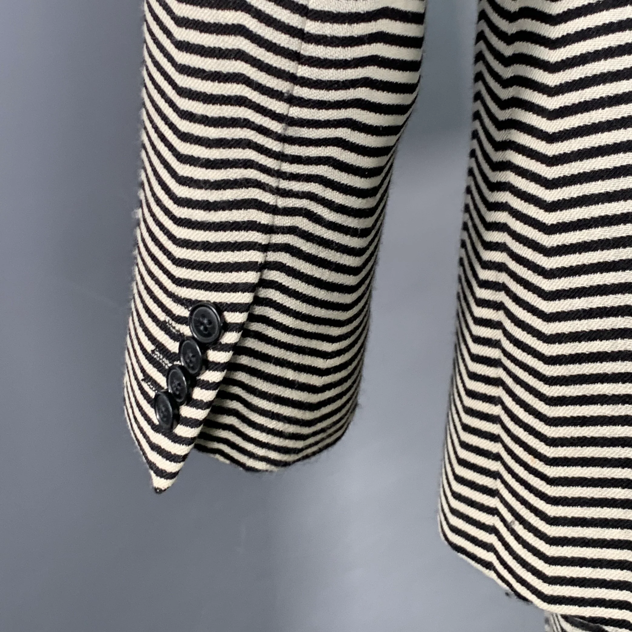 EMPORIO ARMANI Size 40 Regular Black White Chevron Virgin Wool Notch Lapel Suit - Image 7