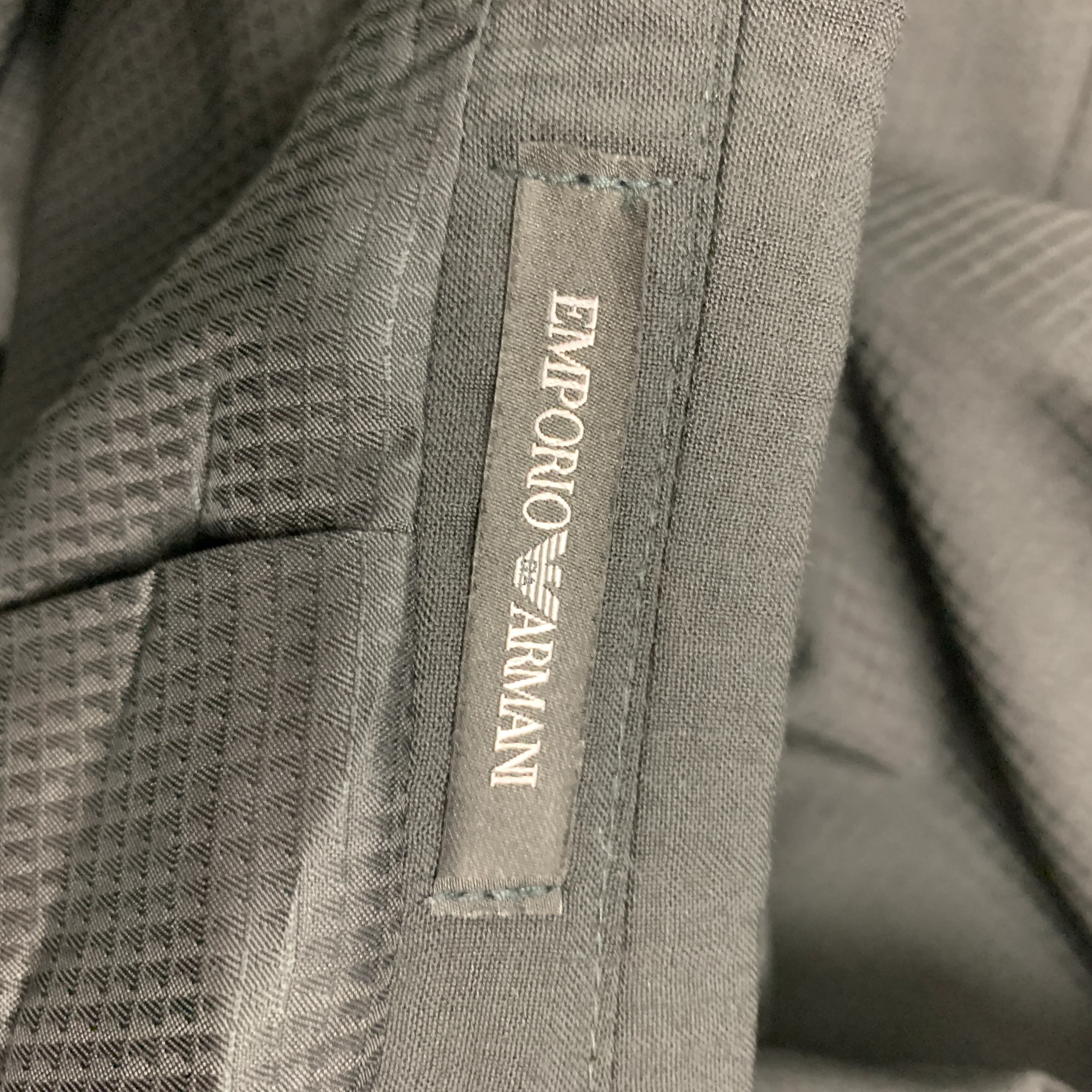 EMPORIO ARMANI Size 42 Black Grid Peak Lapel Tuxedo Suit - Image 8