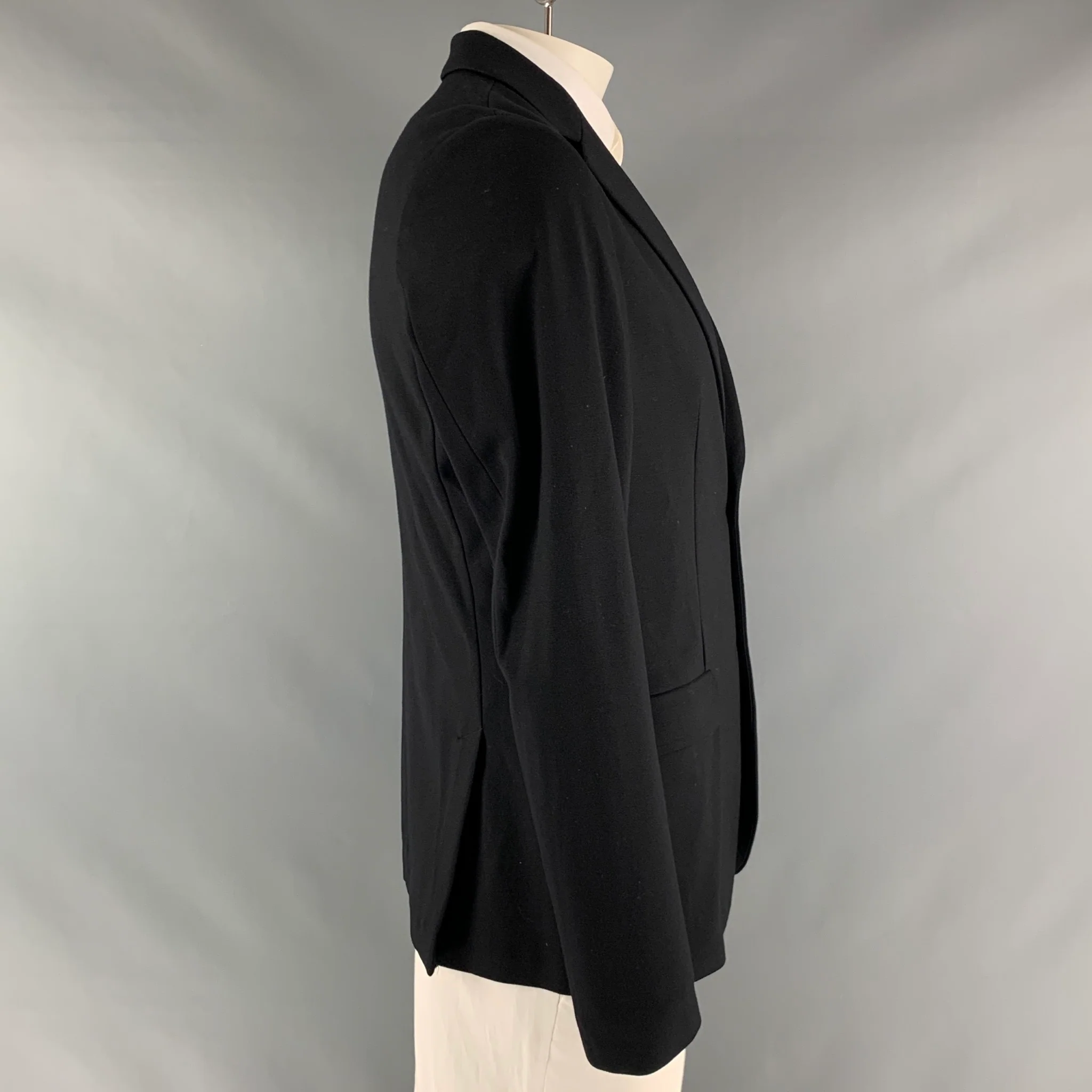 EMPORIO ARMANI Size 42 Black Solid Viscose Blend Notch Lapel Sport Coat - Image 2