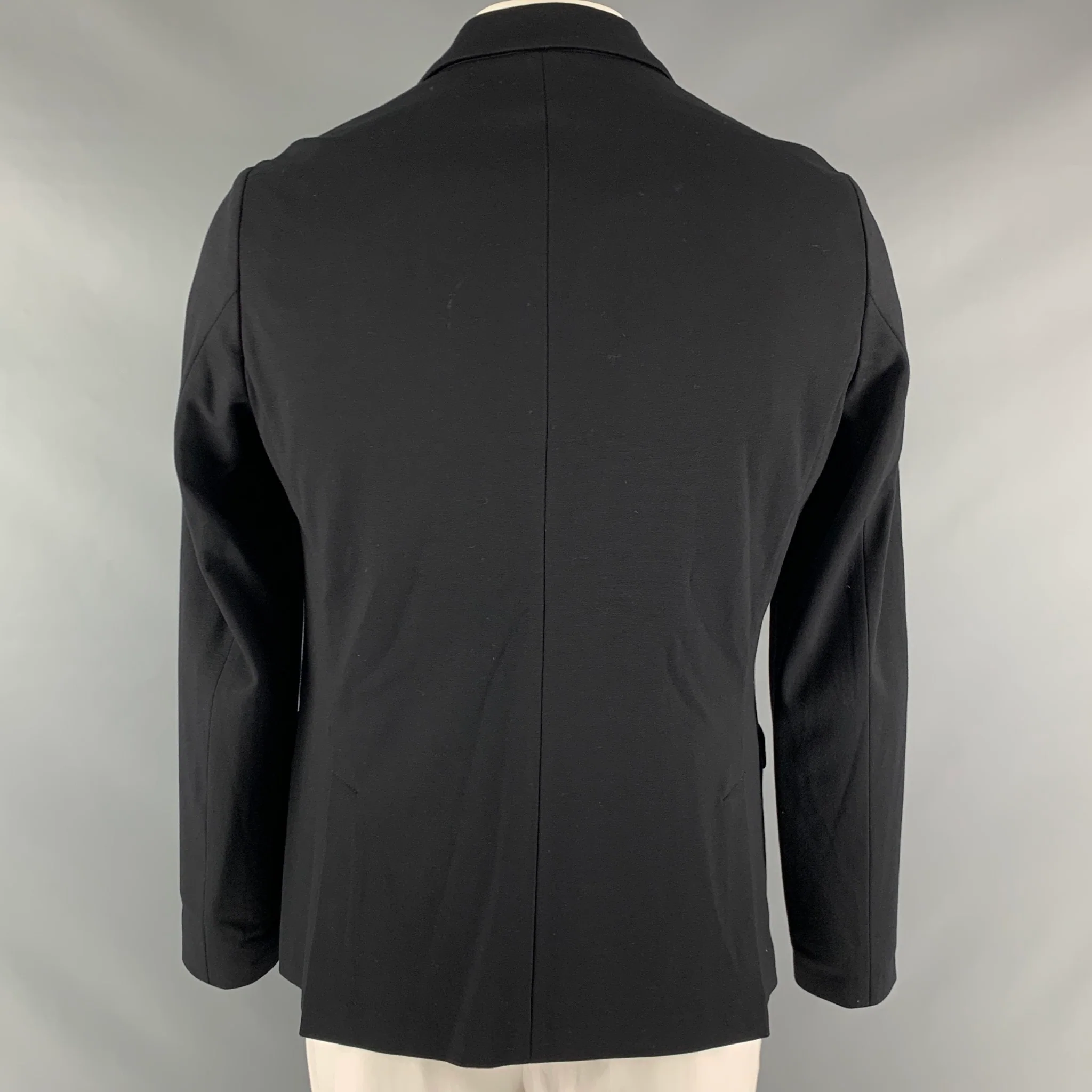 EMPORIO ARMANI Size 42 Black Solid Viscose Blend Notch Lapel Sport Coat - Image 3