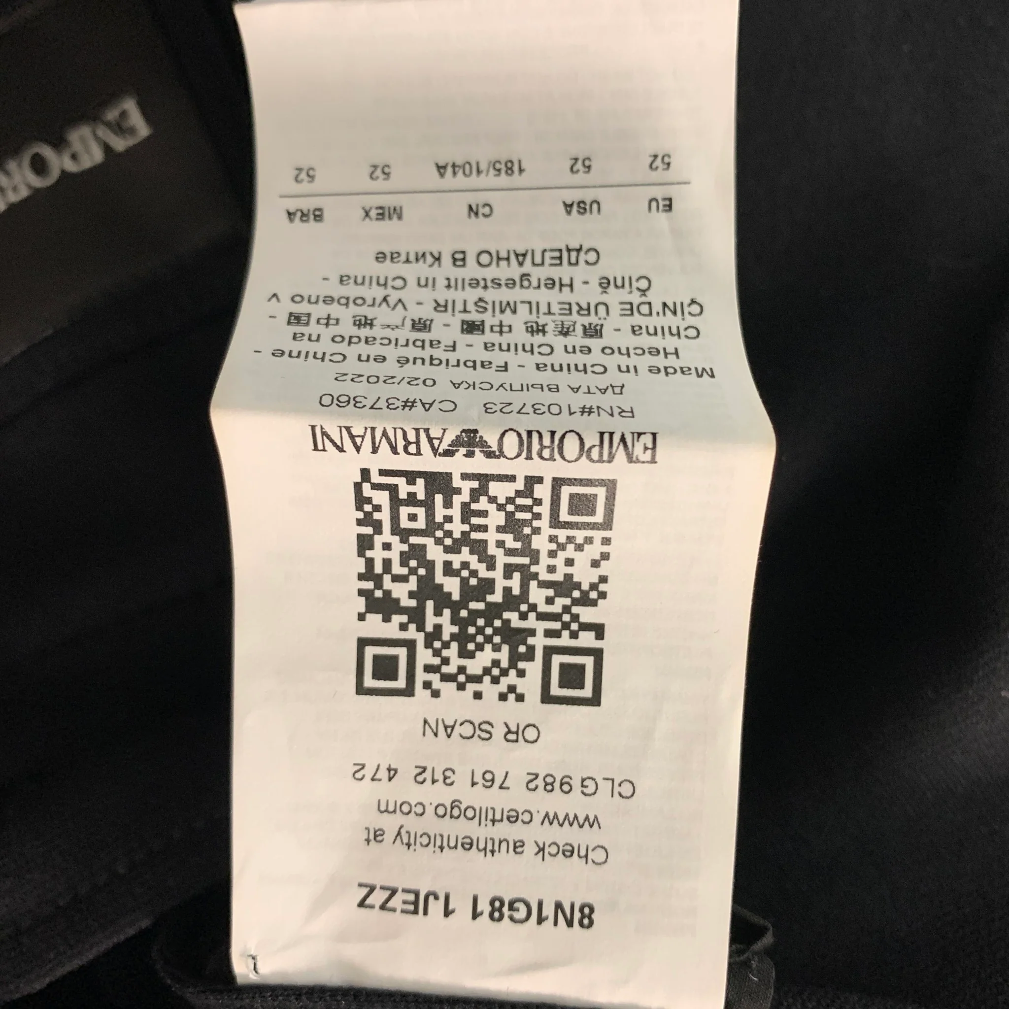 EMPORIO ARMANI Size 42 Black Solid Viscose Blend Notch Lapel Sport Coat - Image 5